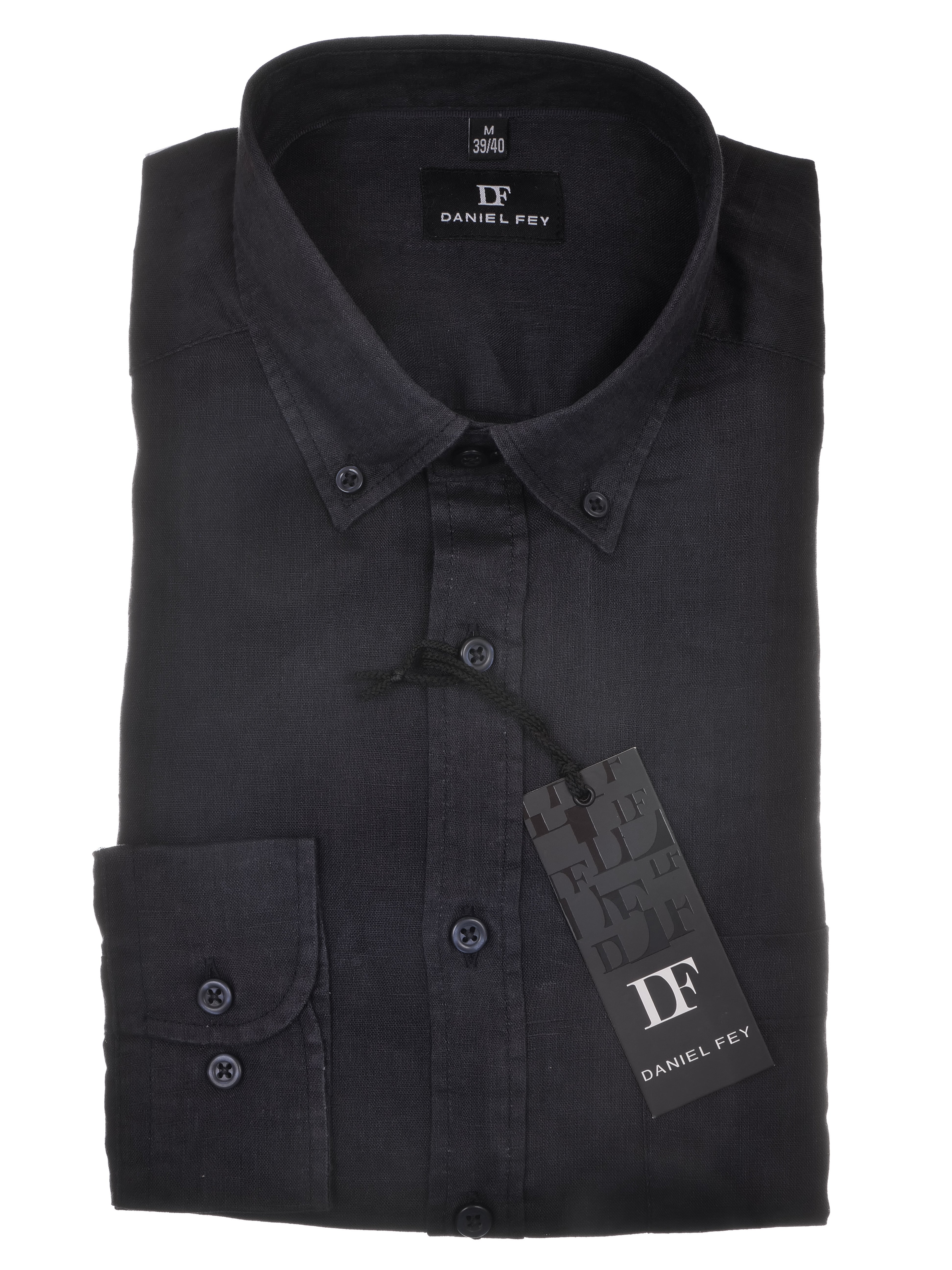 Langarmhemd modern fit aus Leinen mit Button-down-Kragen und Brusttasche von Daniel Fey