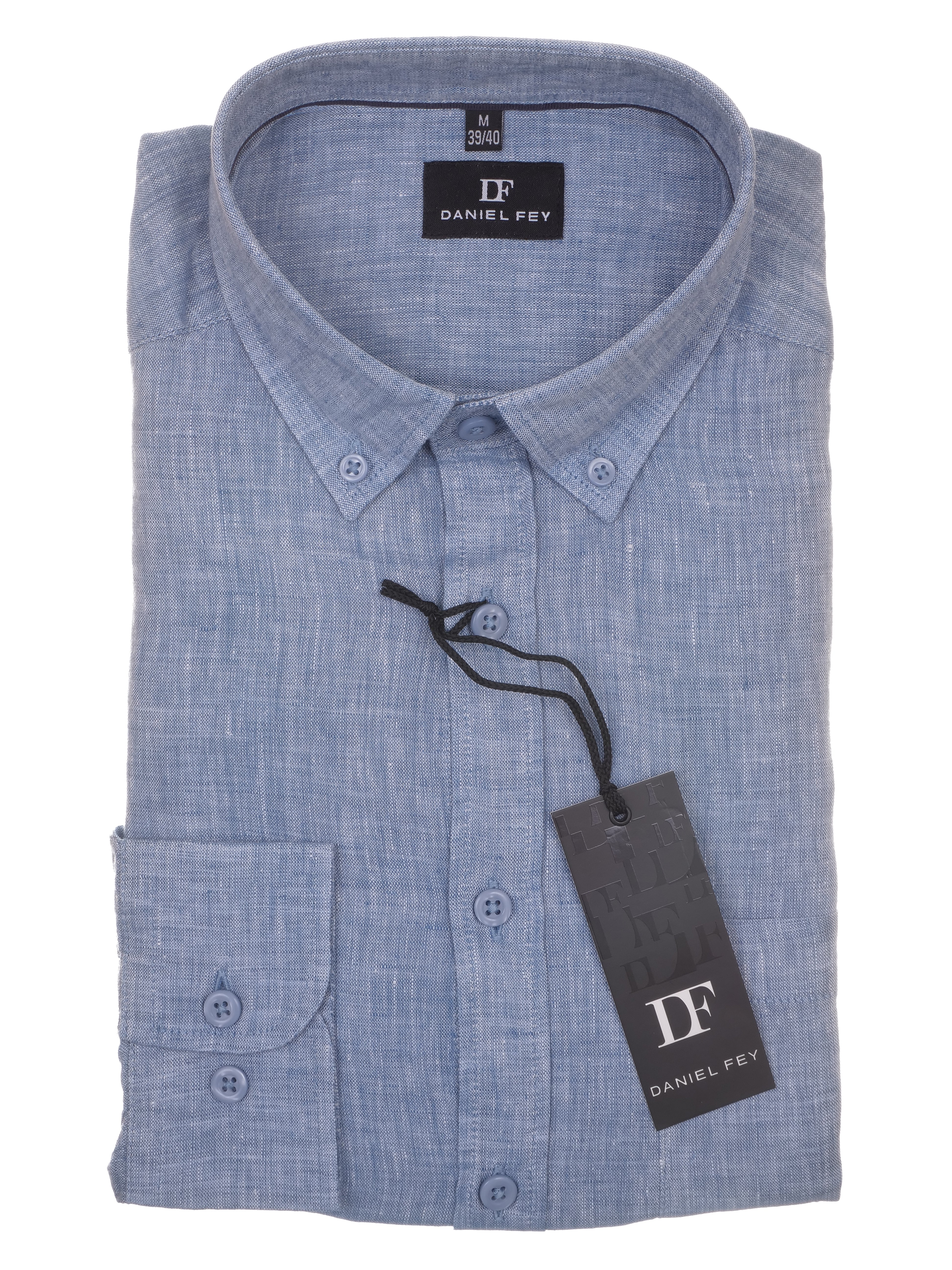 Langarmhemd modern fit aus Leinen mit Button-down-Kragen und Brusttasche von Daniel Fey
