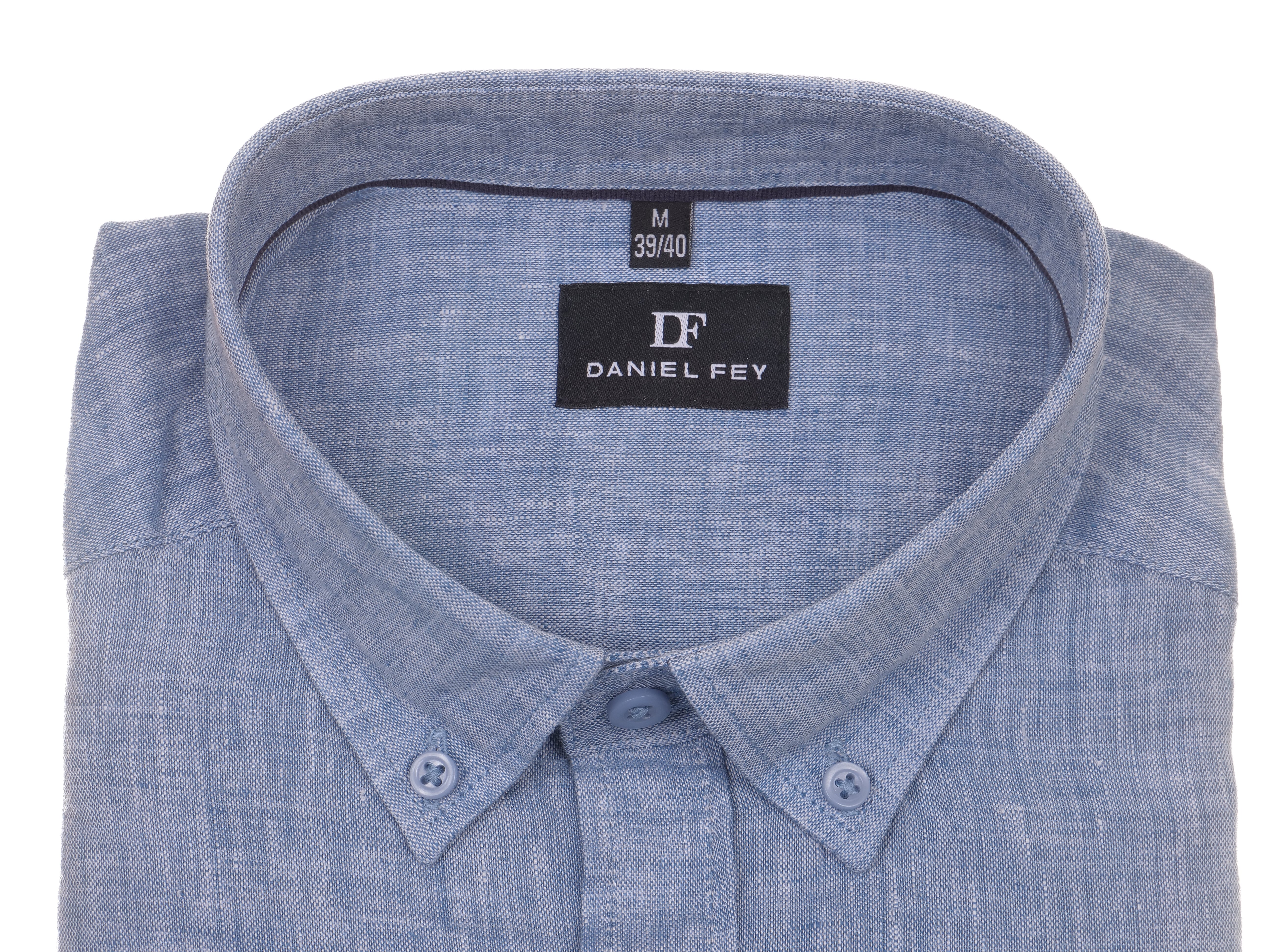 Langarmhemd modern fit aus Leinen mit Button-down-Kragen und Brusttasche von Daniel Fey