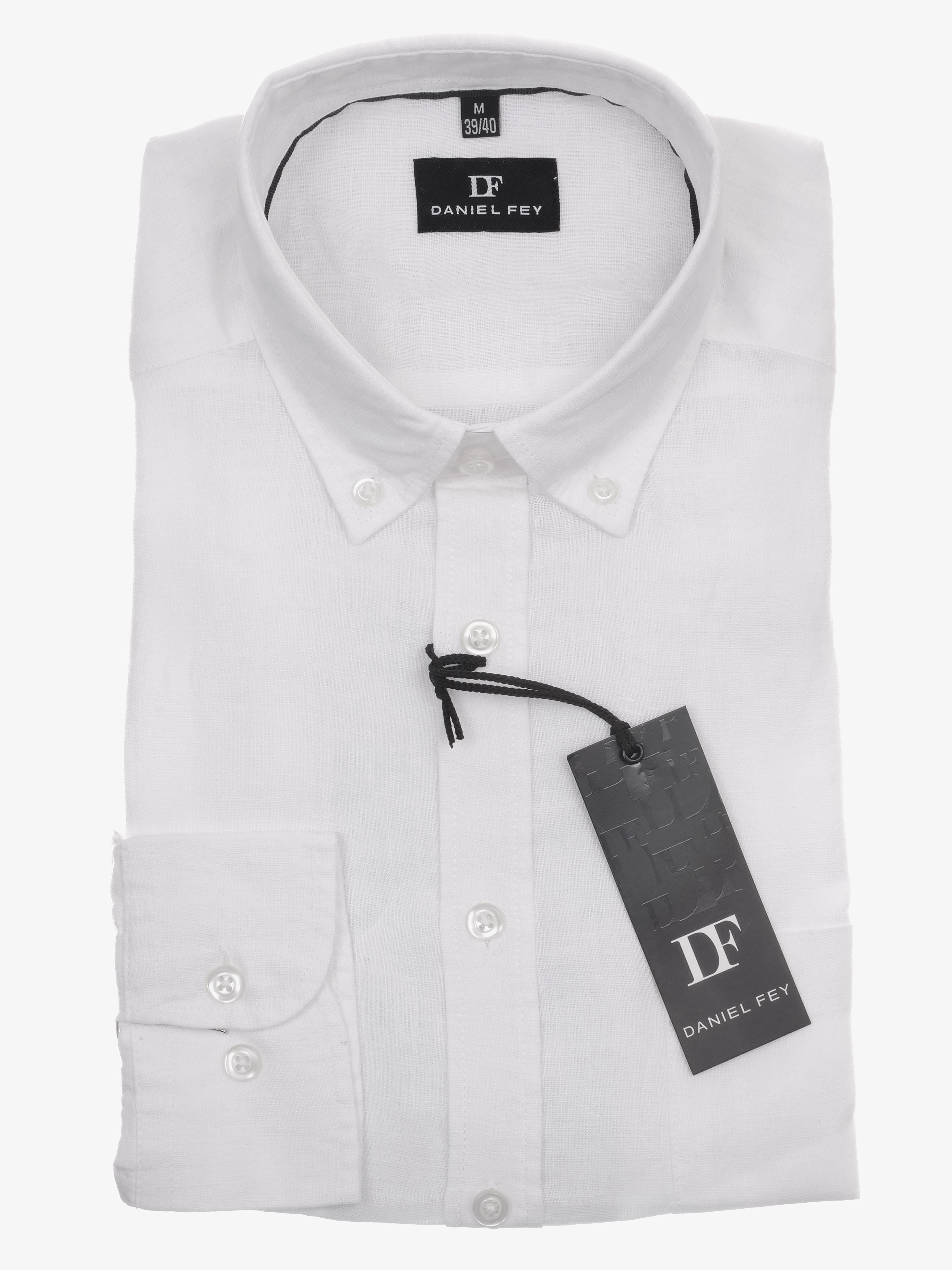Langarmhemd modern fit aus Leinen mit Button-down Kragen und Brusttasche von Daniel Fey