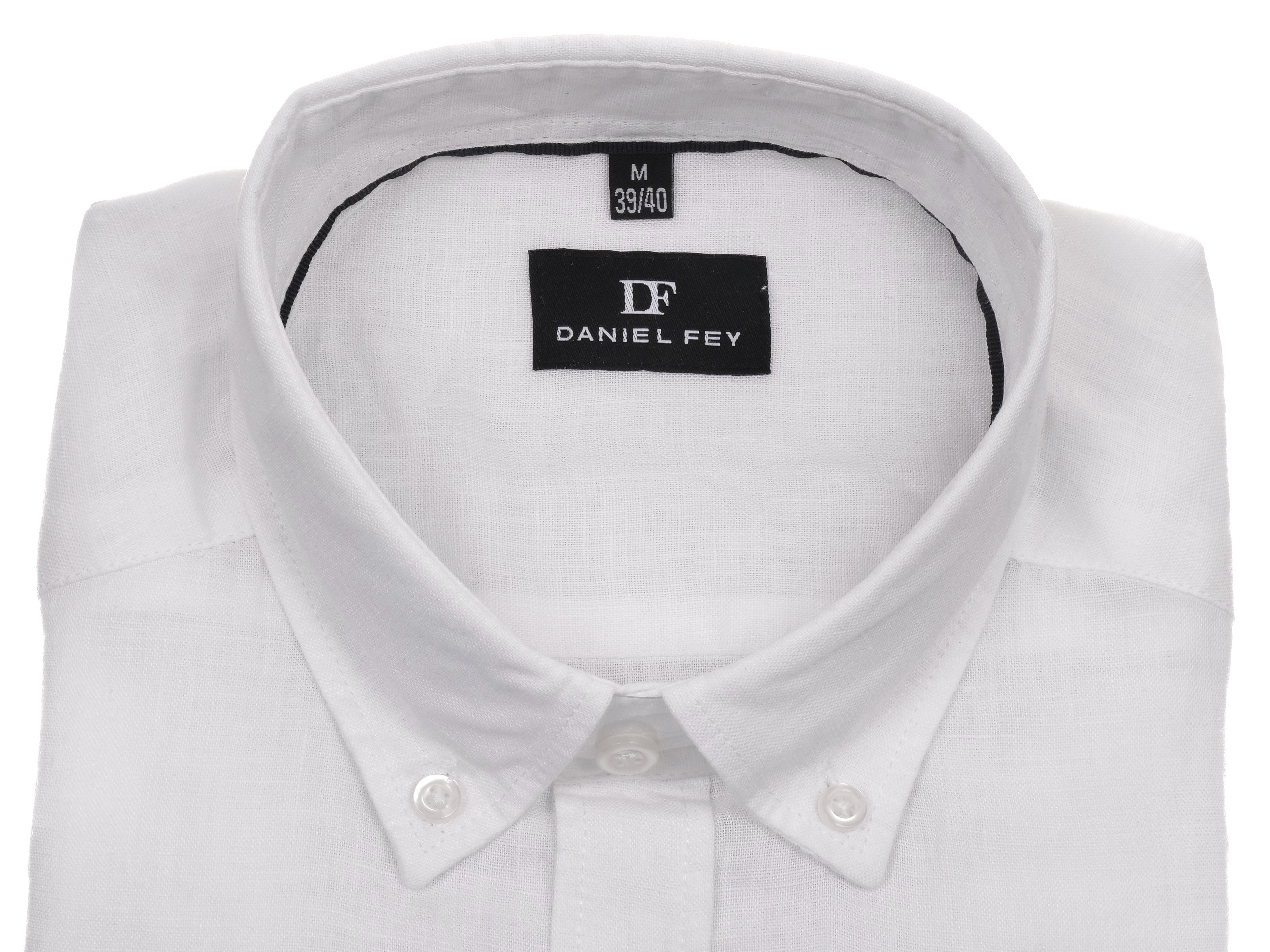 Langarmhemd modern fit aus Leinen mit Button-down Kragen und Brusttasche von Daniel Fey