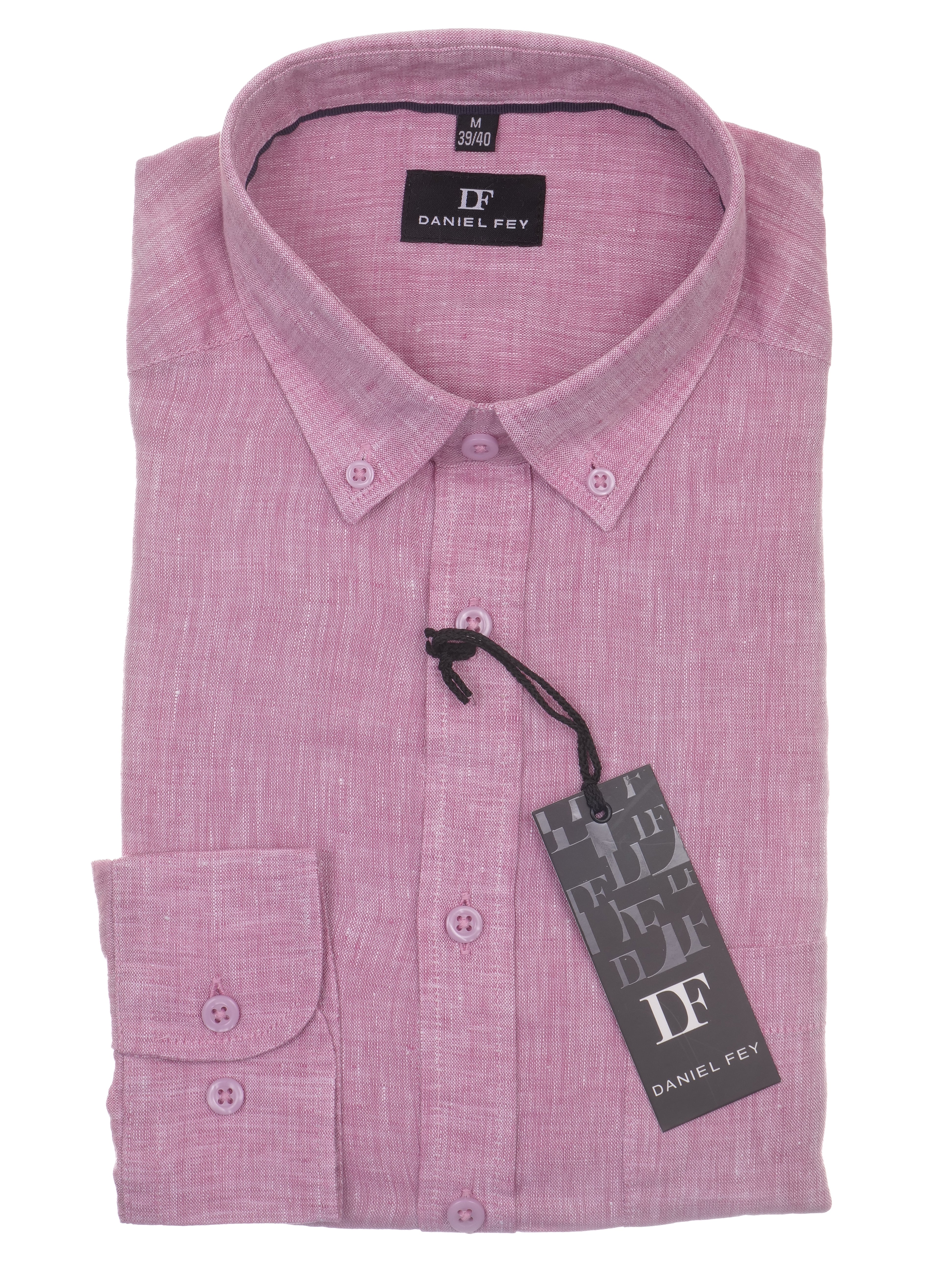 Langarmhemd modern fit aus Leinen mit Button-down Kragen und Brusttasche von Daniel Fey