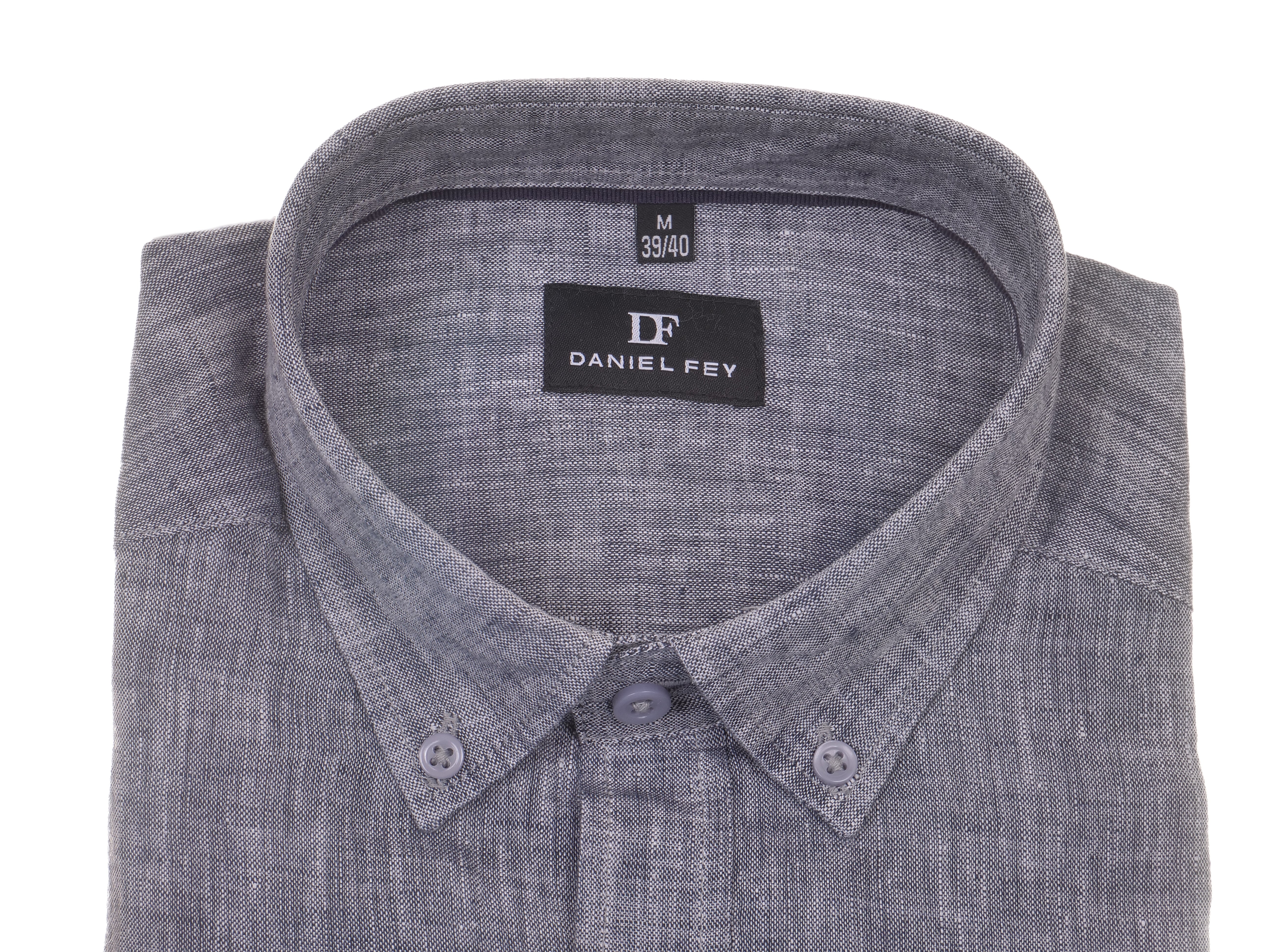 Langarmhemd modern fit aus Leinen mit Button-down Kragen und Brusttasche von Daniel Fey