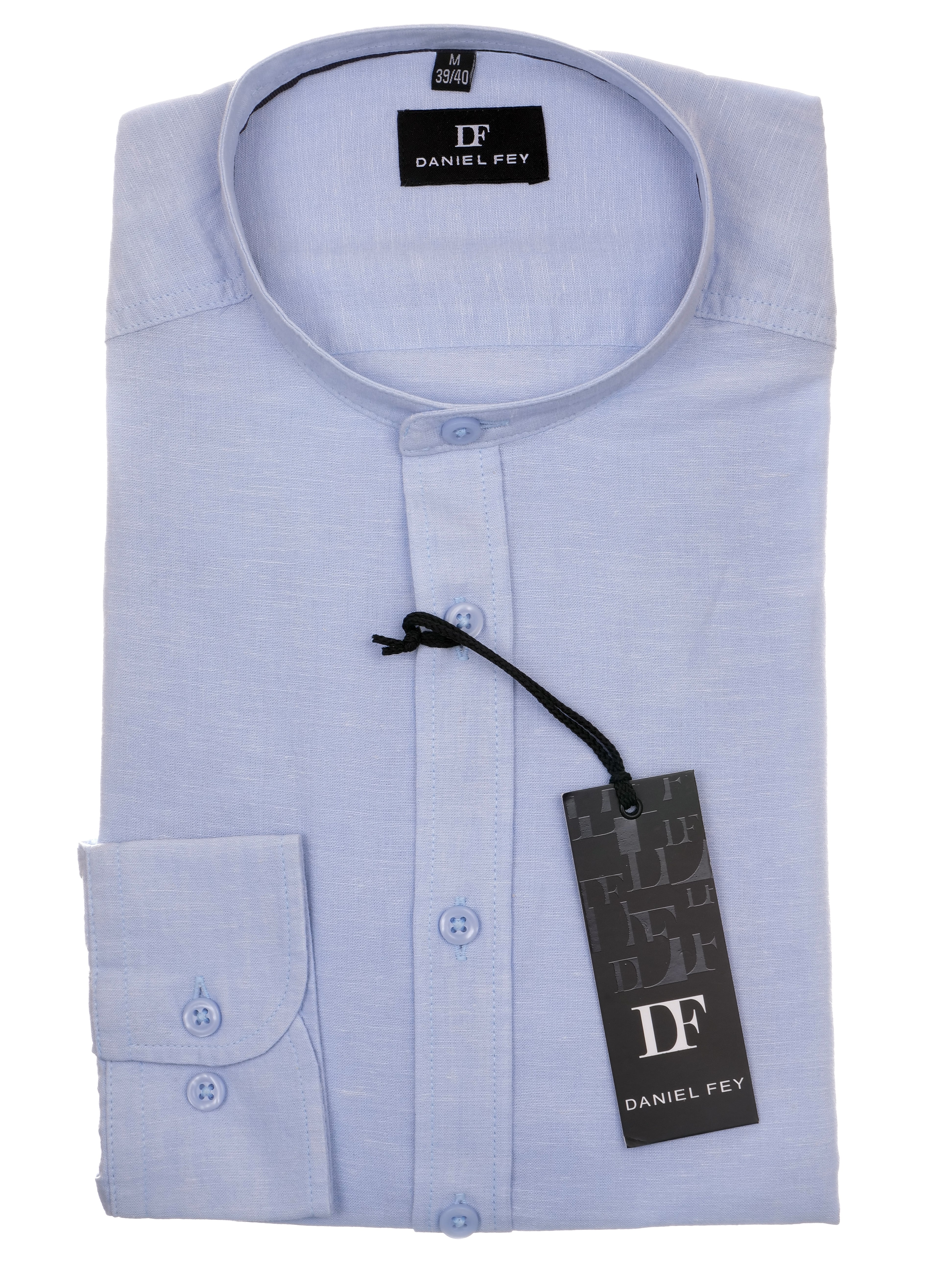 Langarmhemd modern fit aus Halbleinen mit Stehkragen von Daniel Fey