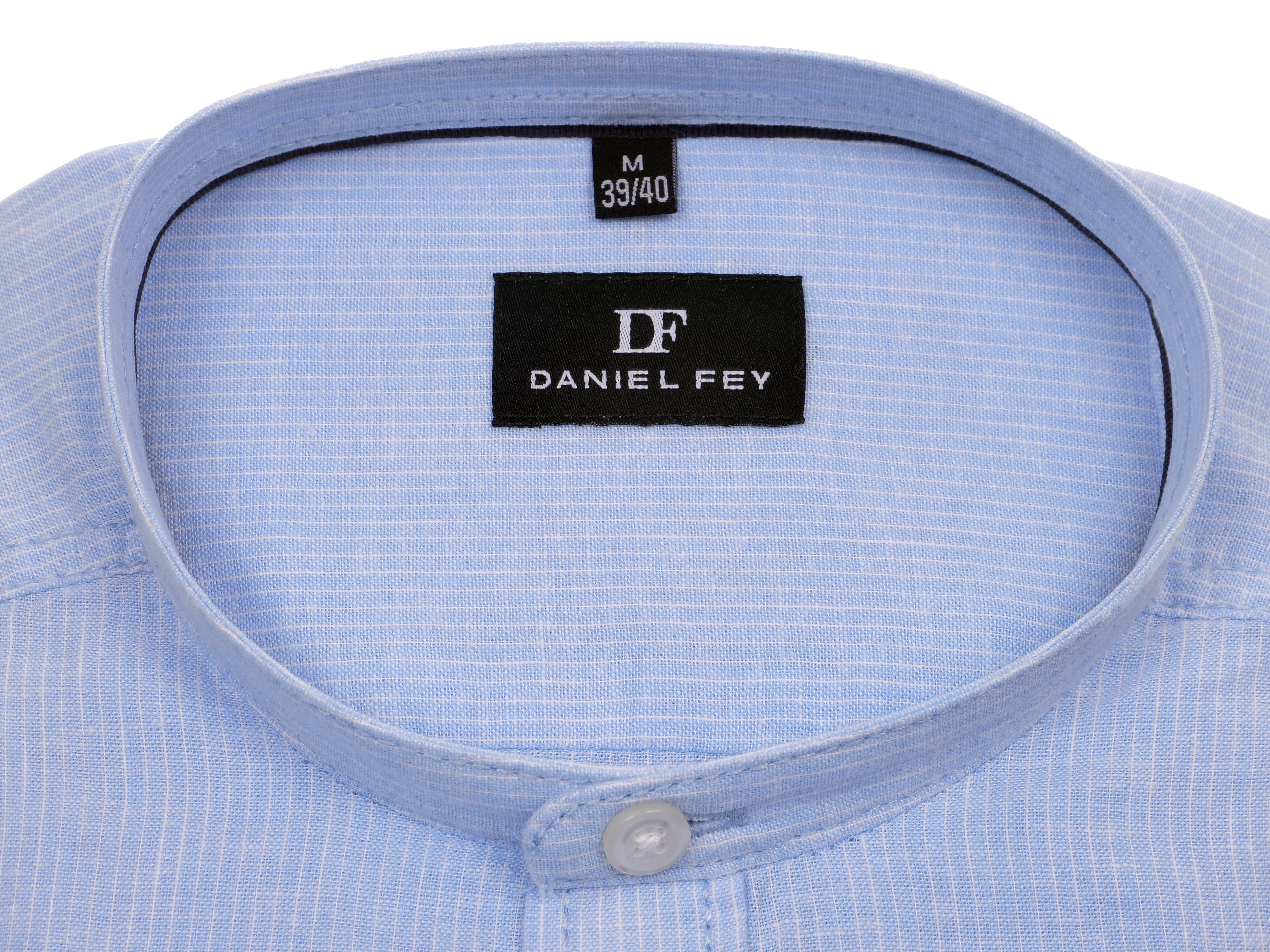 Langarmhemd modern fit aus Halbleinen mit Stehkragen von Daniel Fey