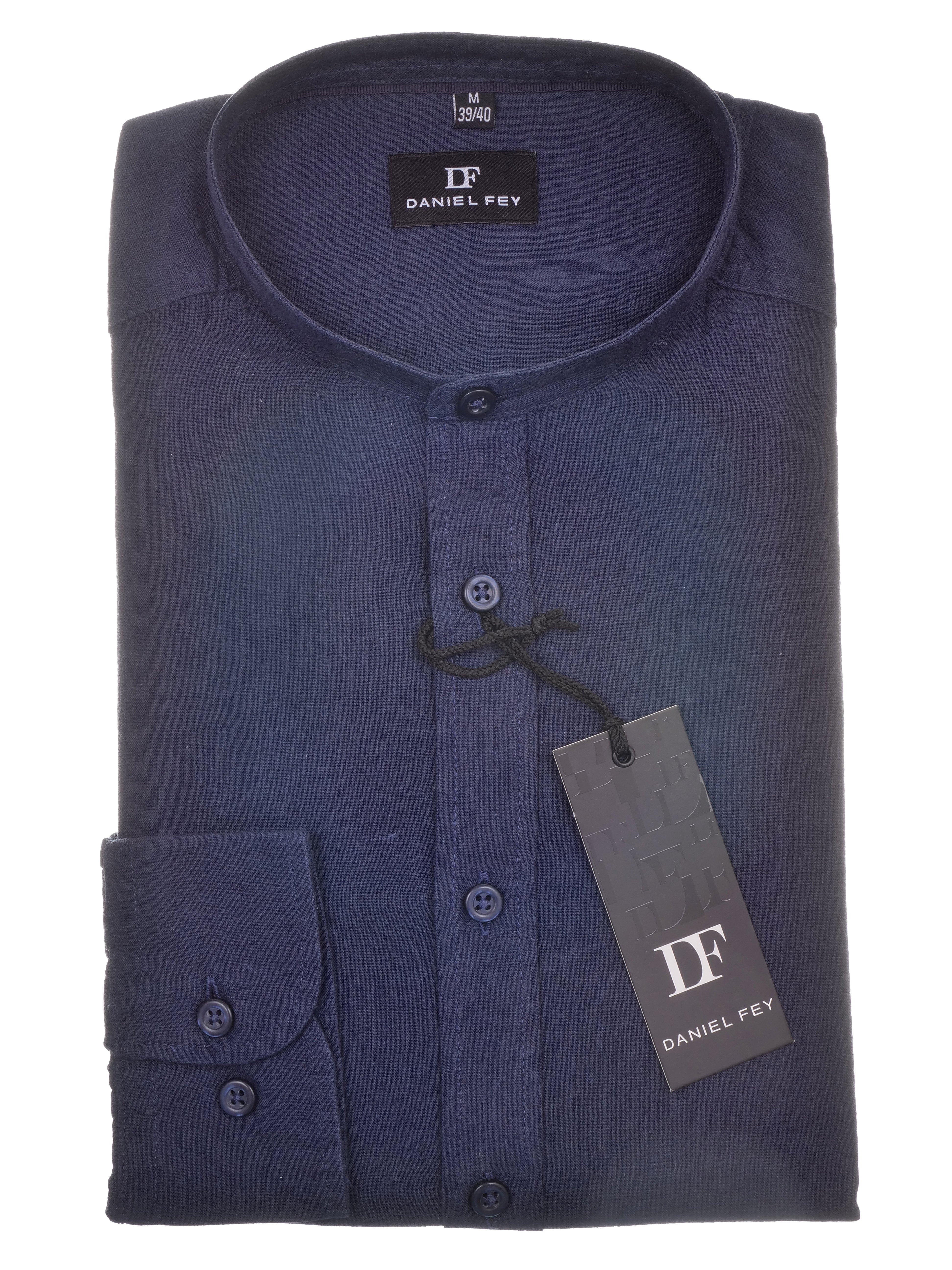 Langarmhemd modern fit aus Halbleinen mit Stehkragen von Daniel Fey
