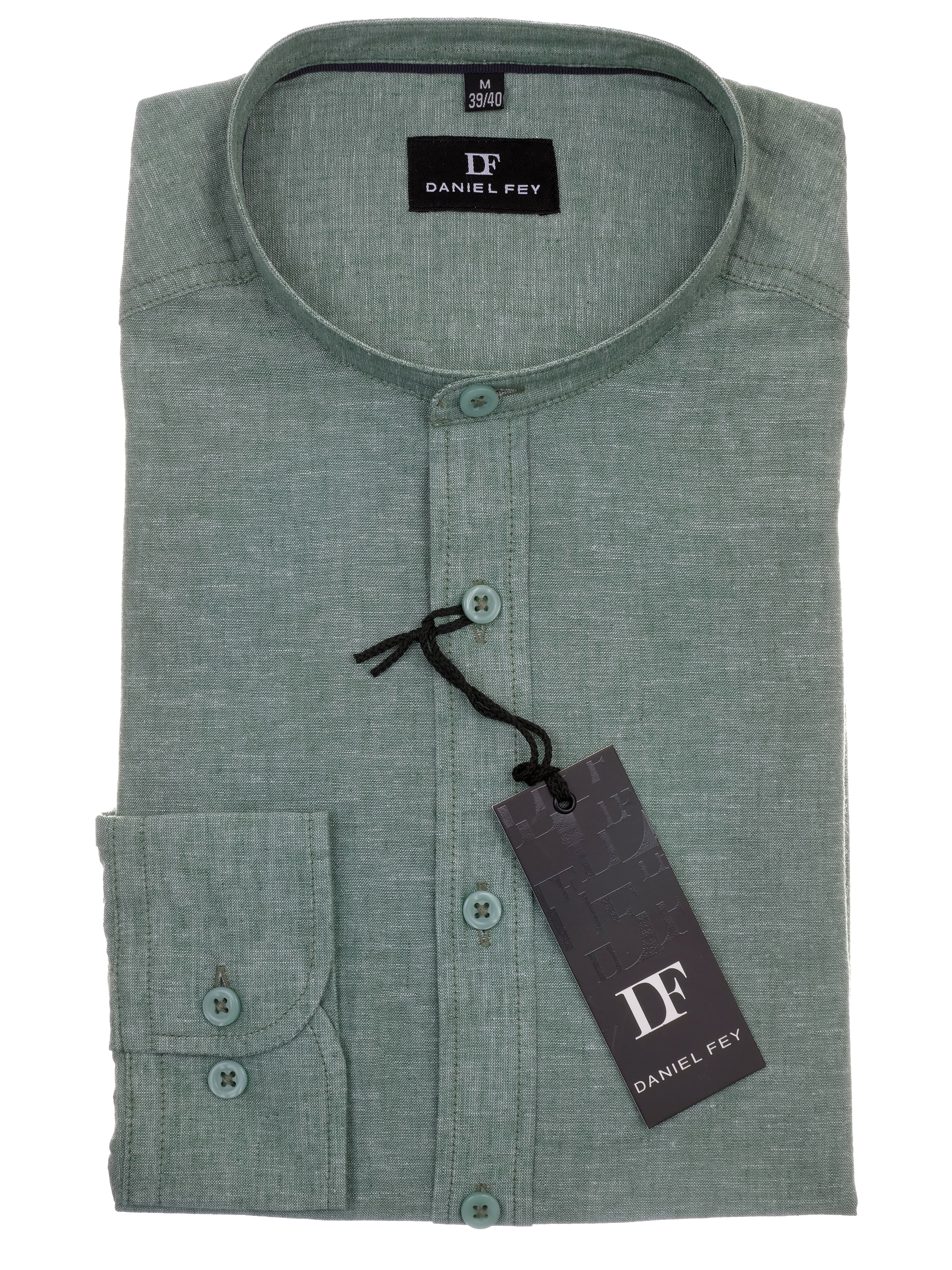 Langarmhemd modern fit aus Halbleinen mit Stehkragen von Daniel Fey