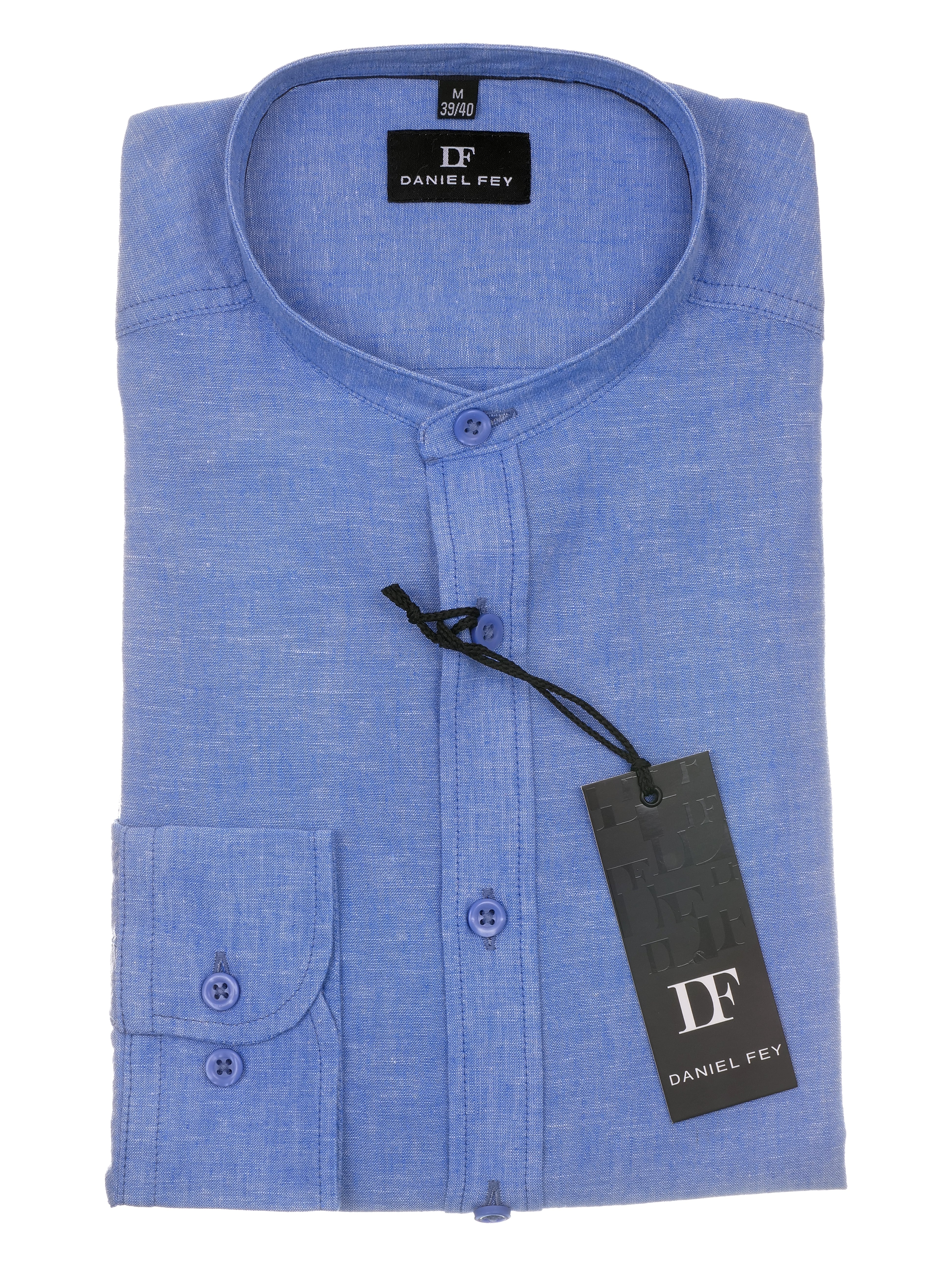 Langarmhemd modern fit aus Halbleinen mit Stehkragen von Daniel Fey