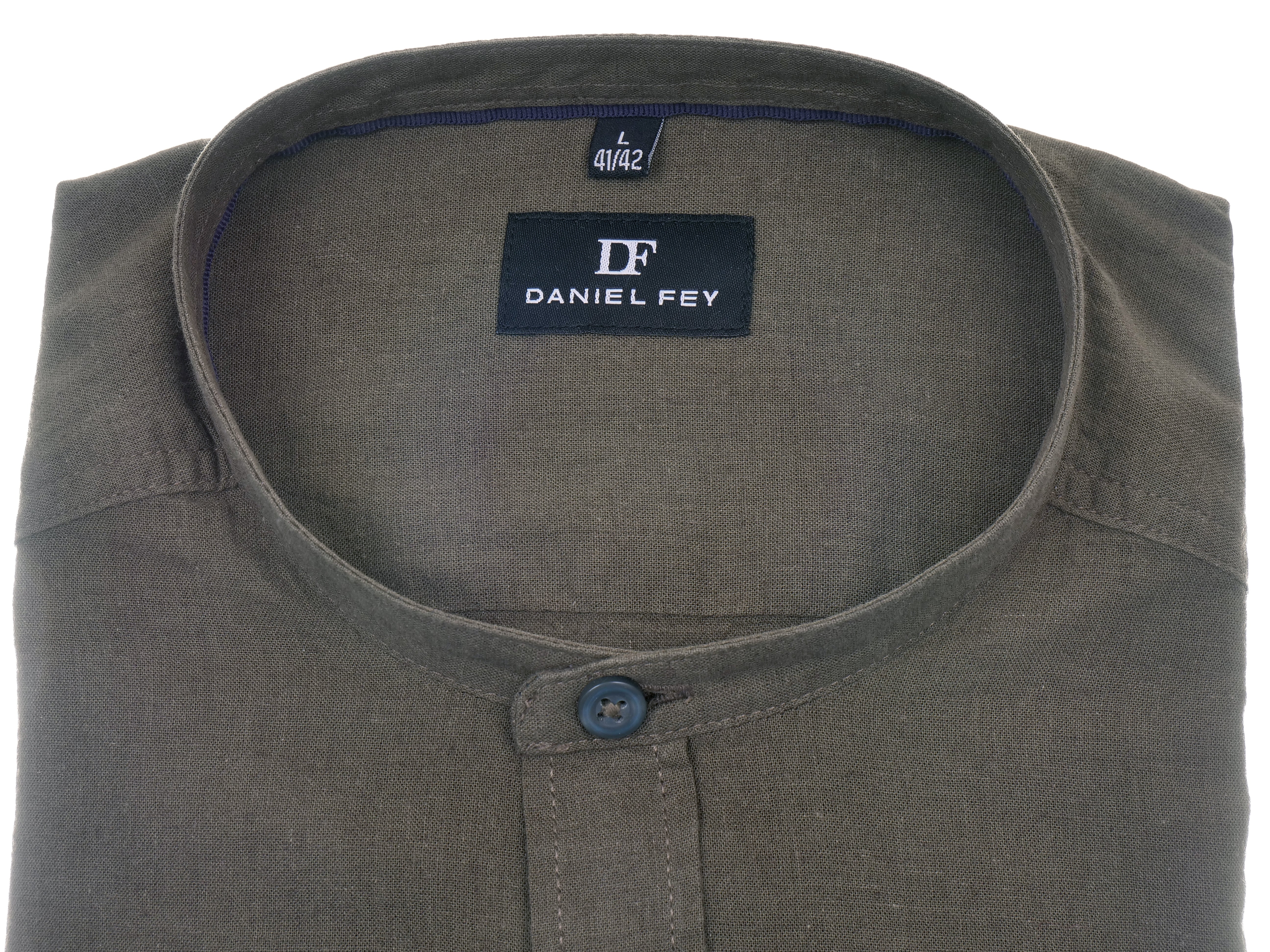 Langarmhemd modern fit aus Halbleinen mit Stehkragen von Daniel Fey