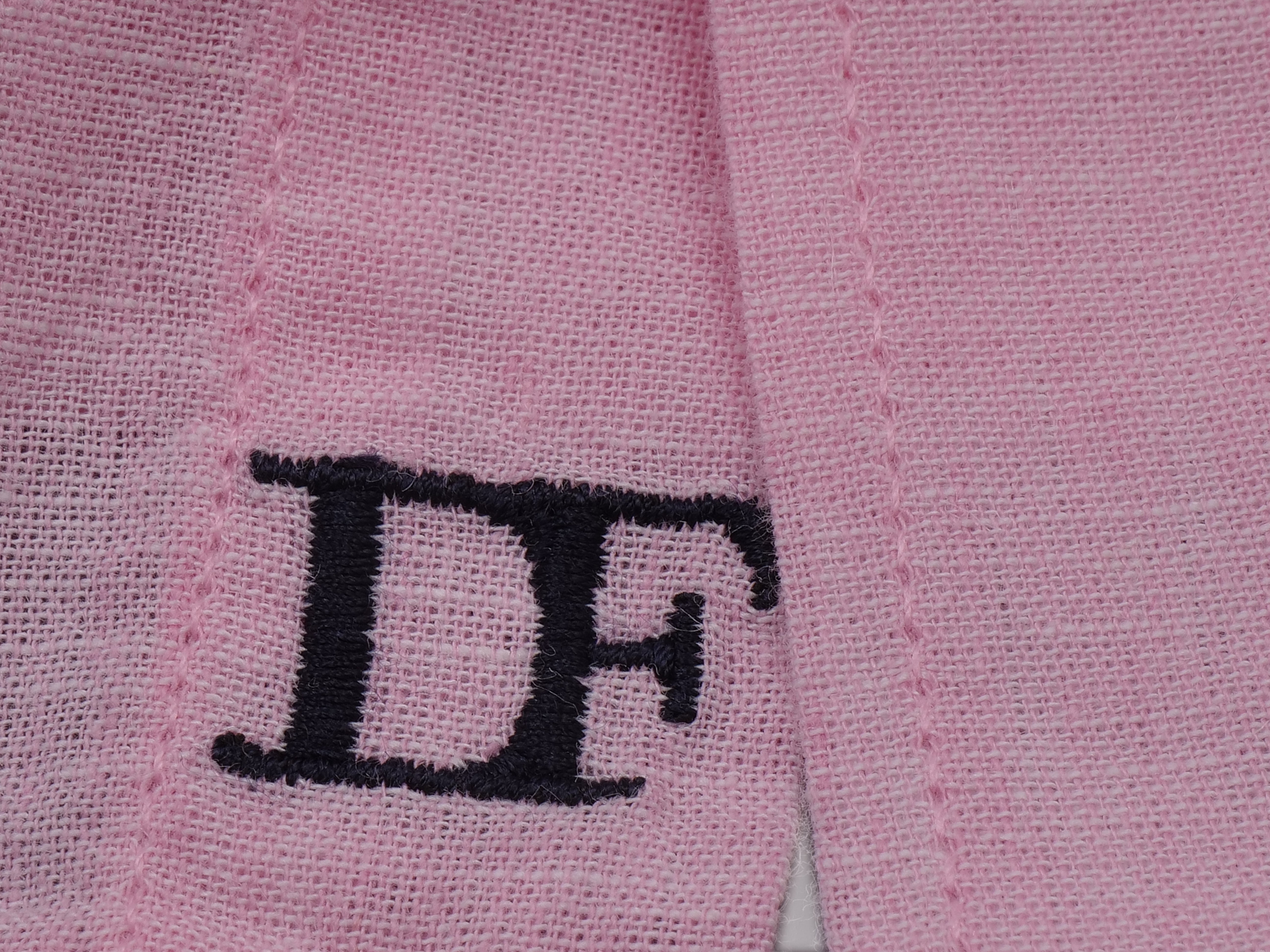 Stickerei DF auf Knopfleiste von Langarmhemd rosa modern fit aus Halbleinen mit Stehkragen von Daniel Fey