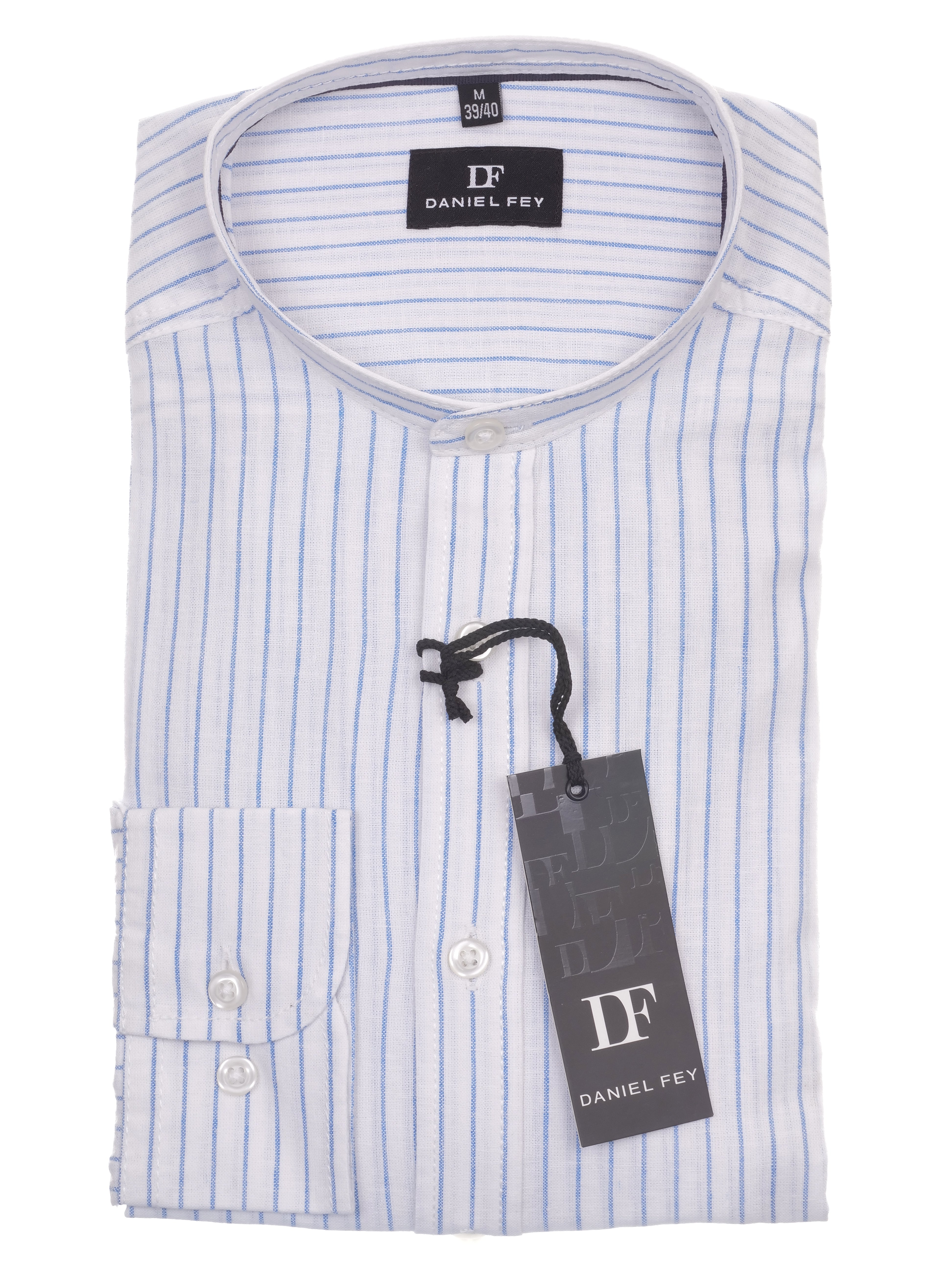 Langarmhemd modern fit aus Halbleinen mit Stehkragen von Daniel Fey