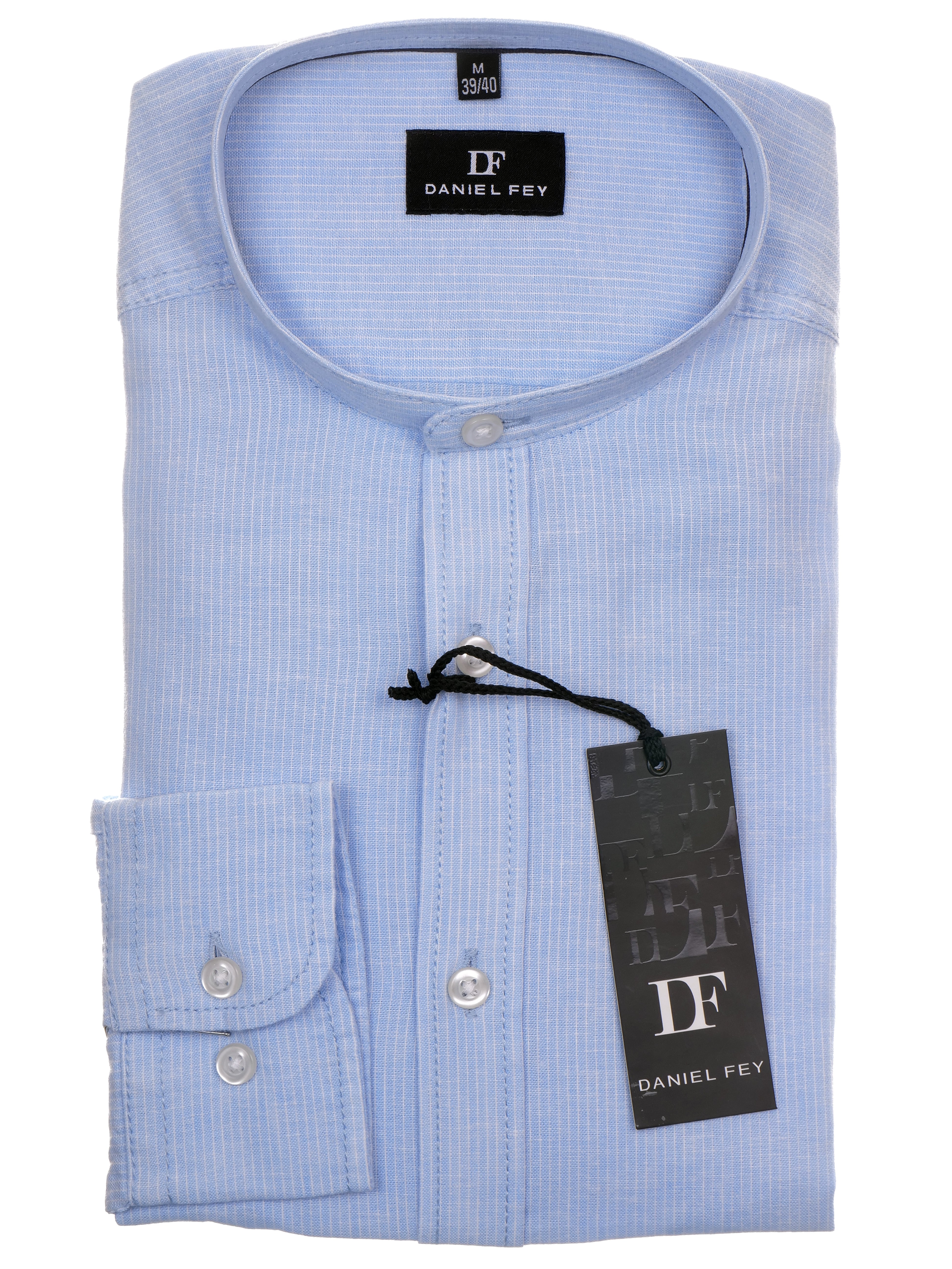 Langarmhemd modern fit aus Halbleinen mit Stehkragen von Daniel Fey