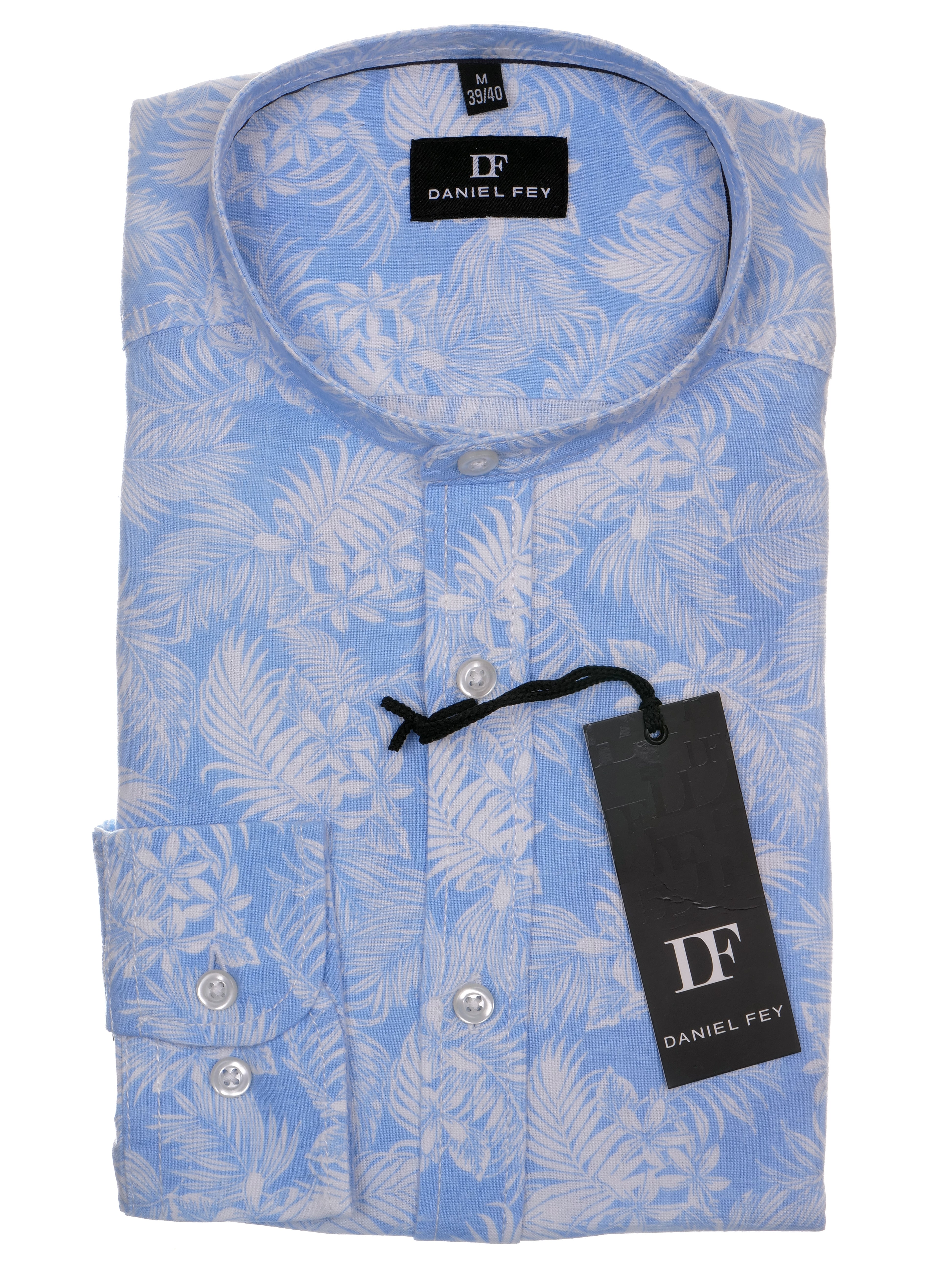 Langarmhemd modern fit aus Halbleinen mit Stehkragen von Daniel Fey