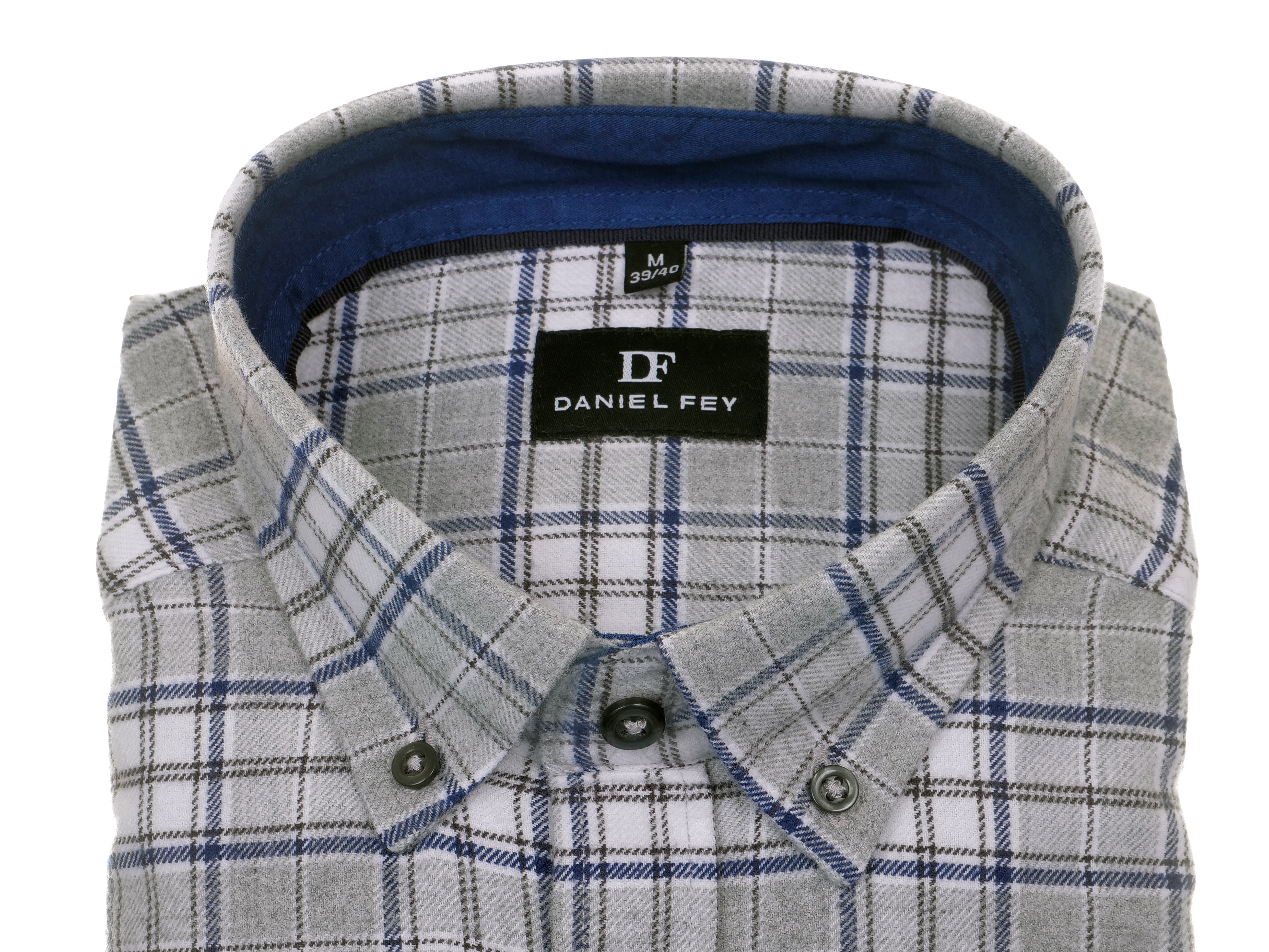 Langarmhemd modern fit aus Flanell mit Button-down-Kragen und Brusttasche von Daniel Fey