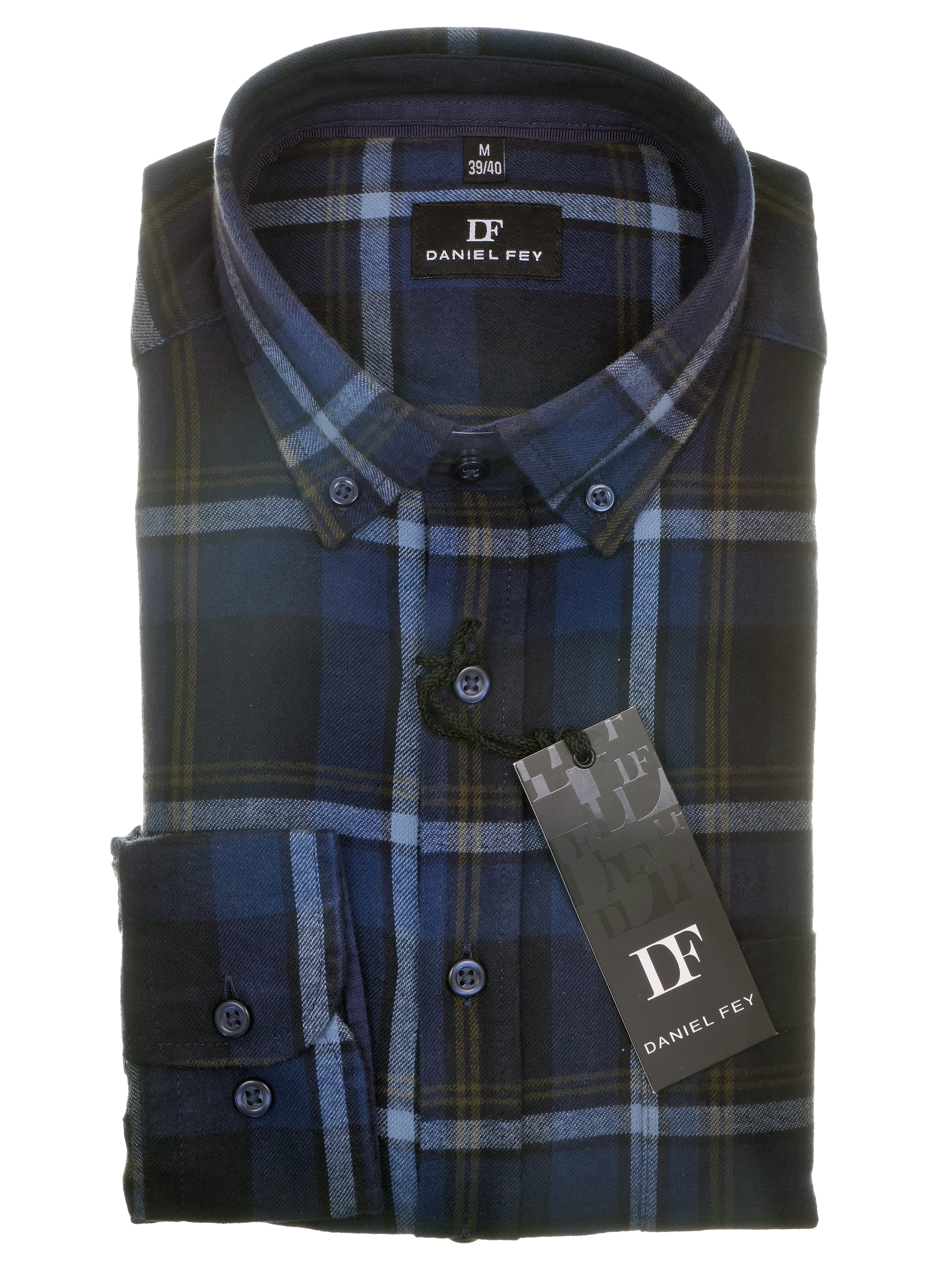Langarmhemd modern fit aus Flanell mit Button-down-Kragen und Brusttasche von Daniel Fey