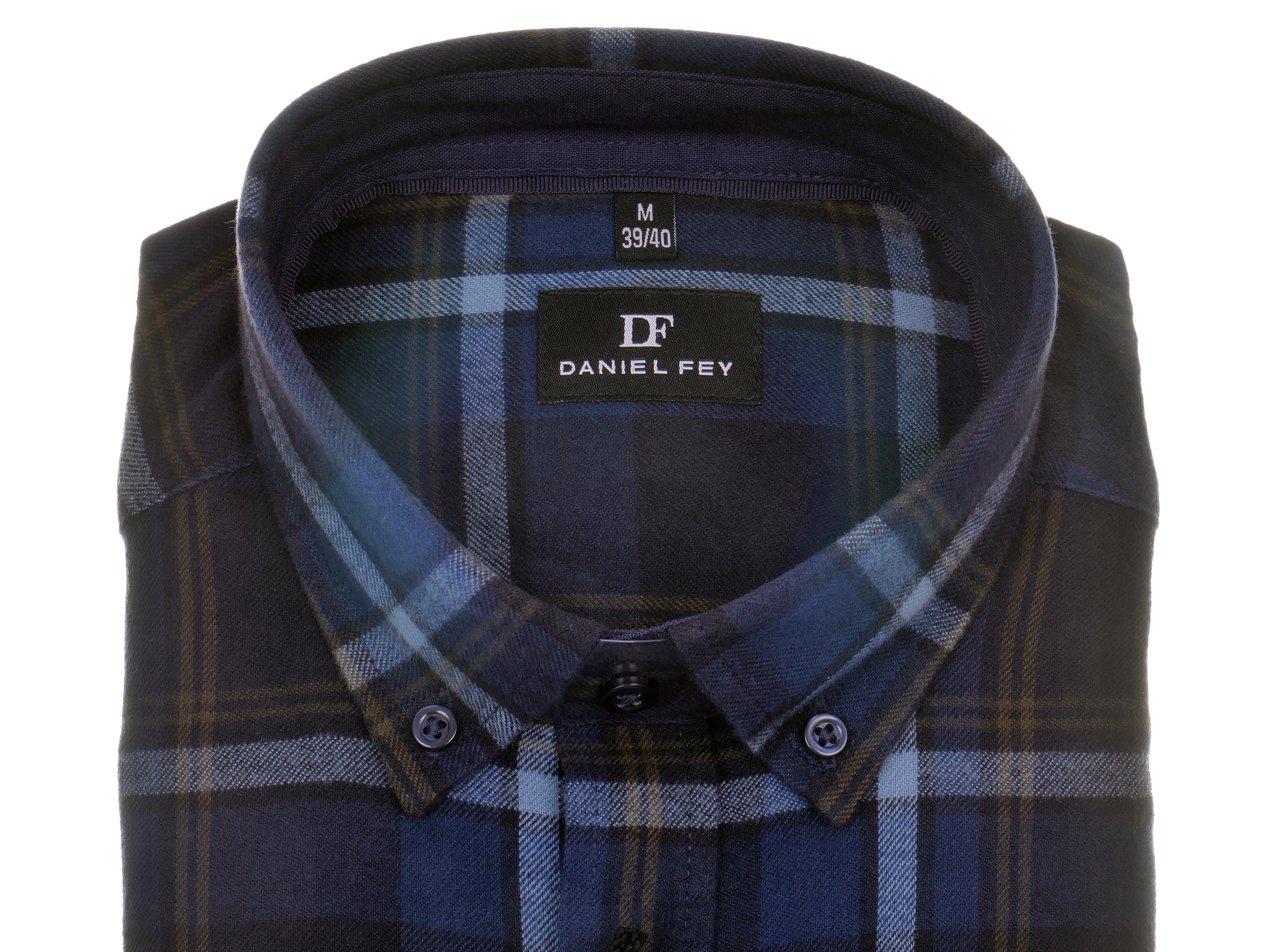 Langarmhemd modern fit aus Flanell mit Button-down-Kragen und Brusttasche von Daniel Fey