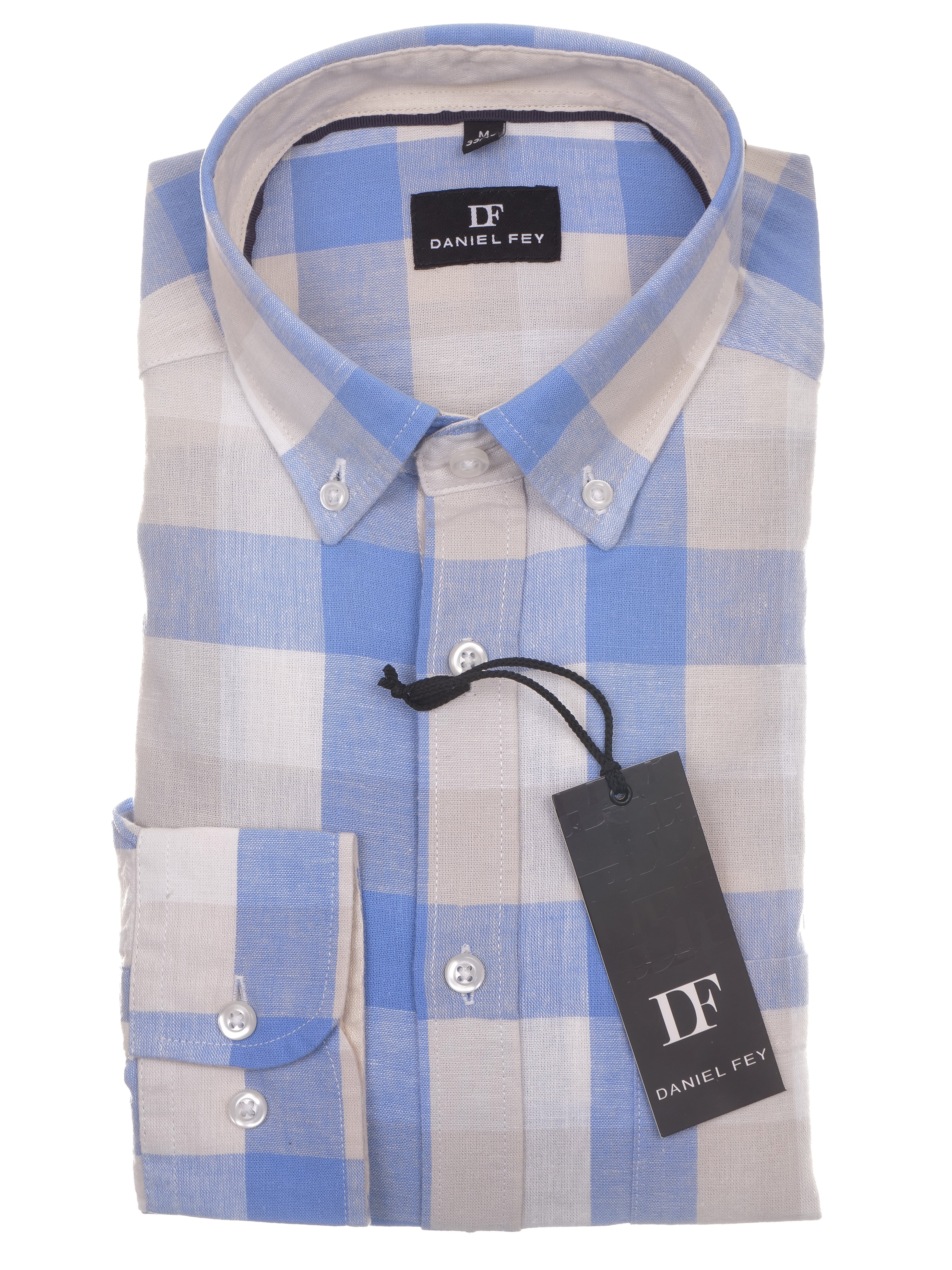 Langarmhemd modern fit aus Halbleinen mit Button-down-Kragen und Brusttasche von Daniel Fey