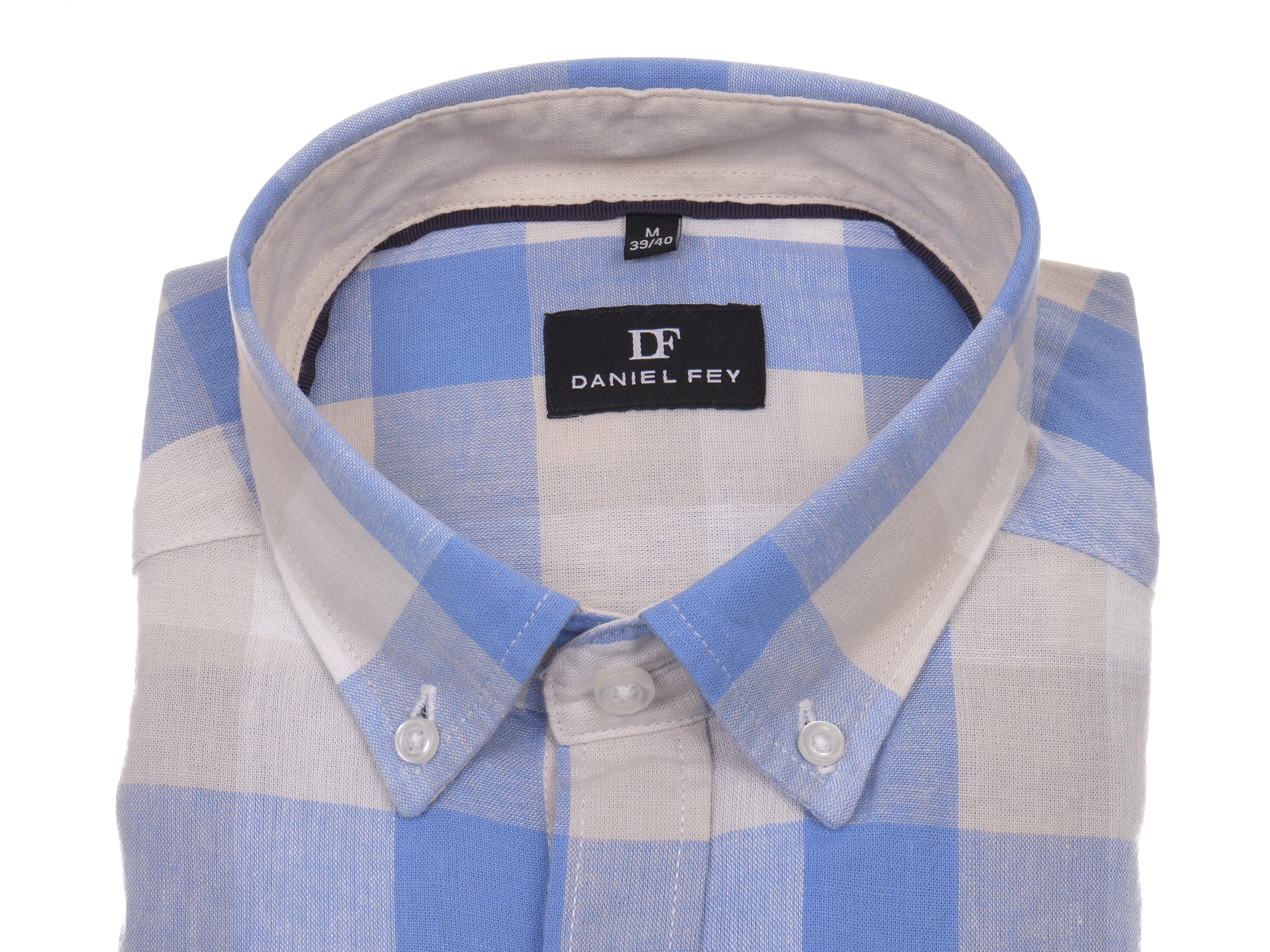 Langarmhemd modern fit aus Halbleinen mit Button-down-Kragen und Brusttasche von Daniel Fey