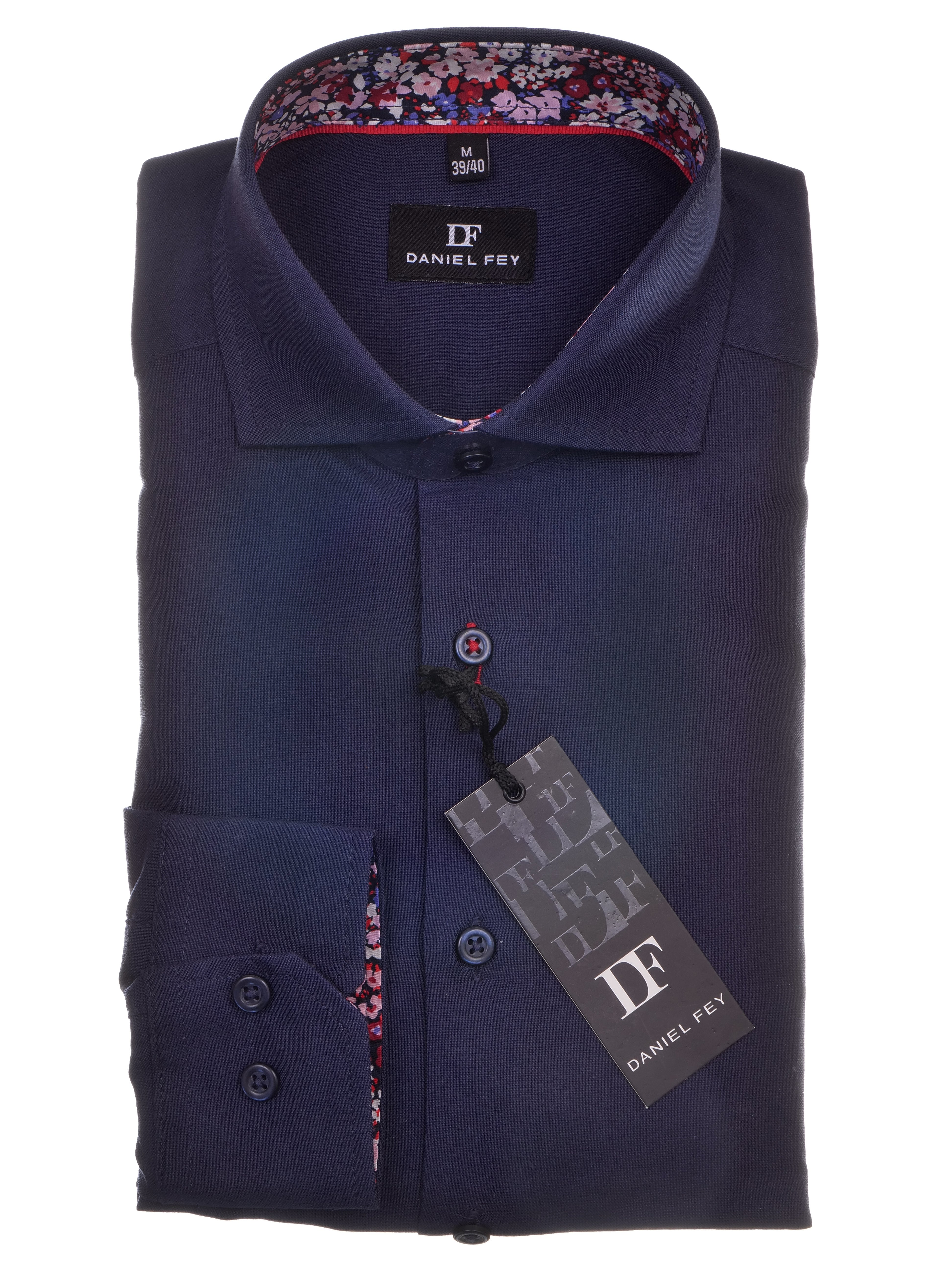 Langarmhemd modern fit aus Baumwolle mit Haifisch-Kragen von Daniel Fey