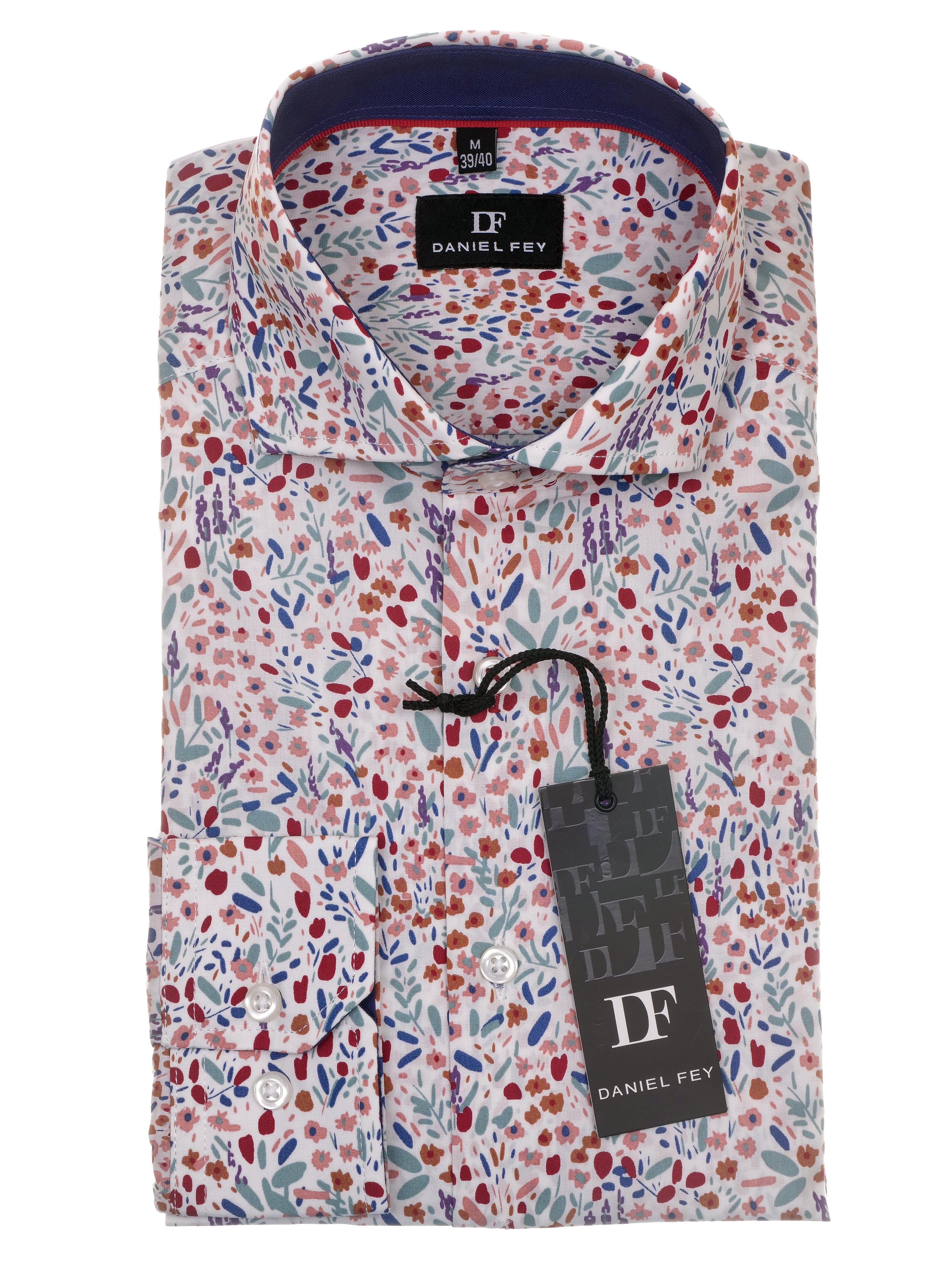 Langarmhemd modern fit aus Baumwolle mit Haifisch-Kragen von Daniel Fey