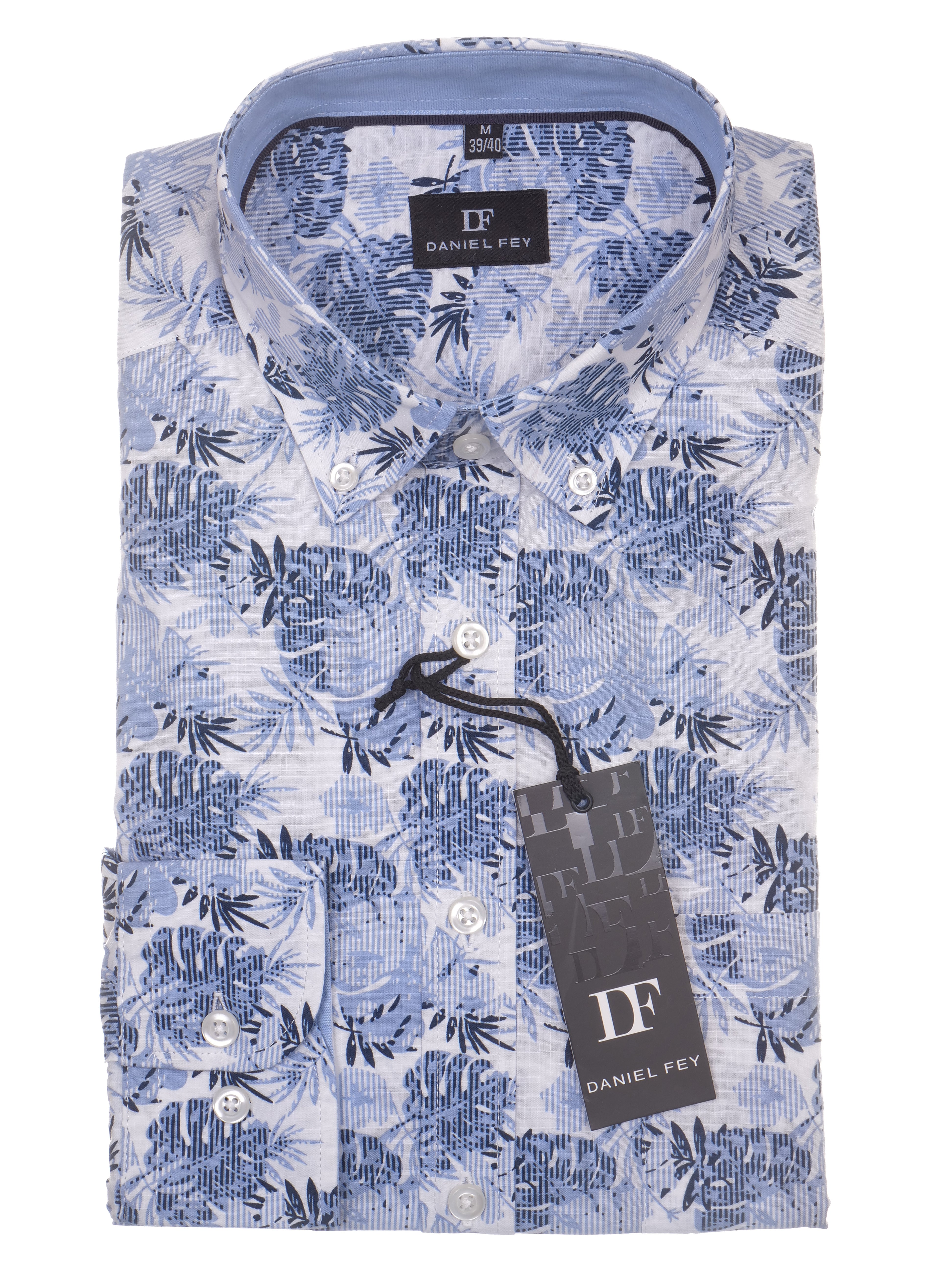Langarmhemd floral in modern fit aus Baumwolle mit Button-down-Kragen und Brusttasche von Daniel Fey