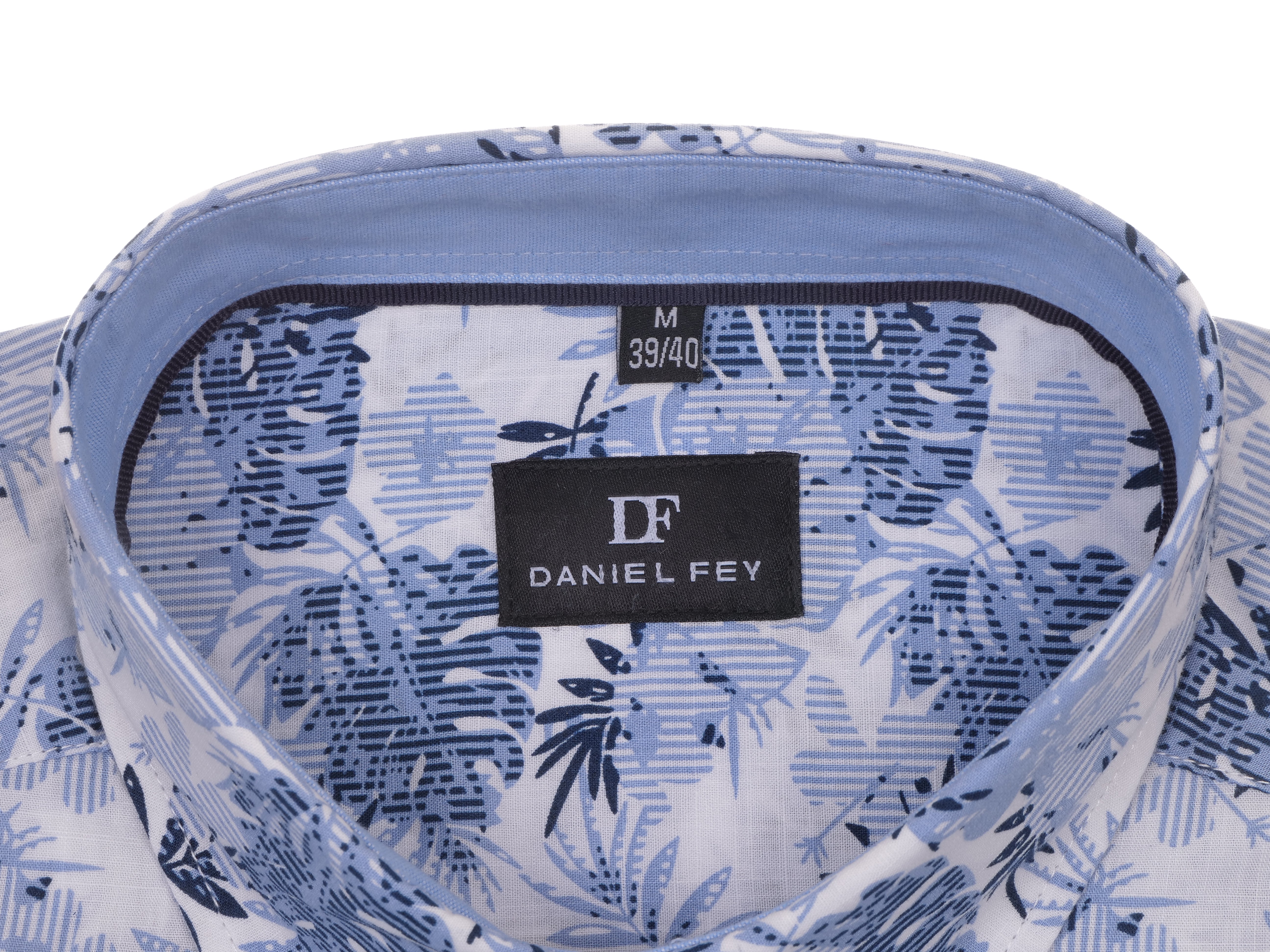 Kragenansicht Langarmhemd floral in modern fit aus Baumwolle mit Button-down-Kragen und Brusttasche von Daniel Fey
