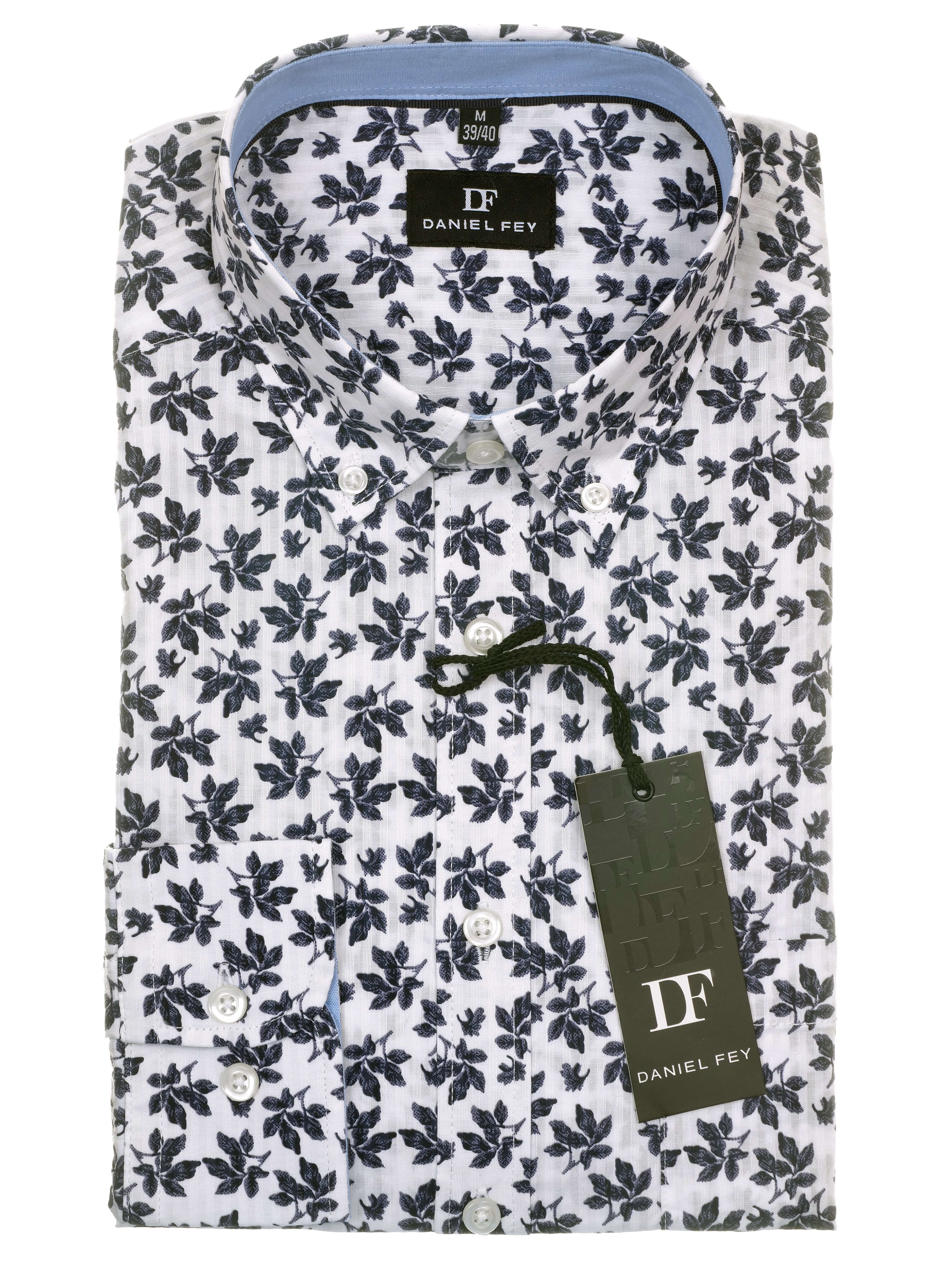 Langarmhemd modern fit aus Baumwolle und Spandex mit Button-down-Kragen und Brusttasche von Daniel Fey