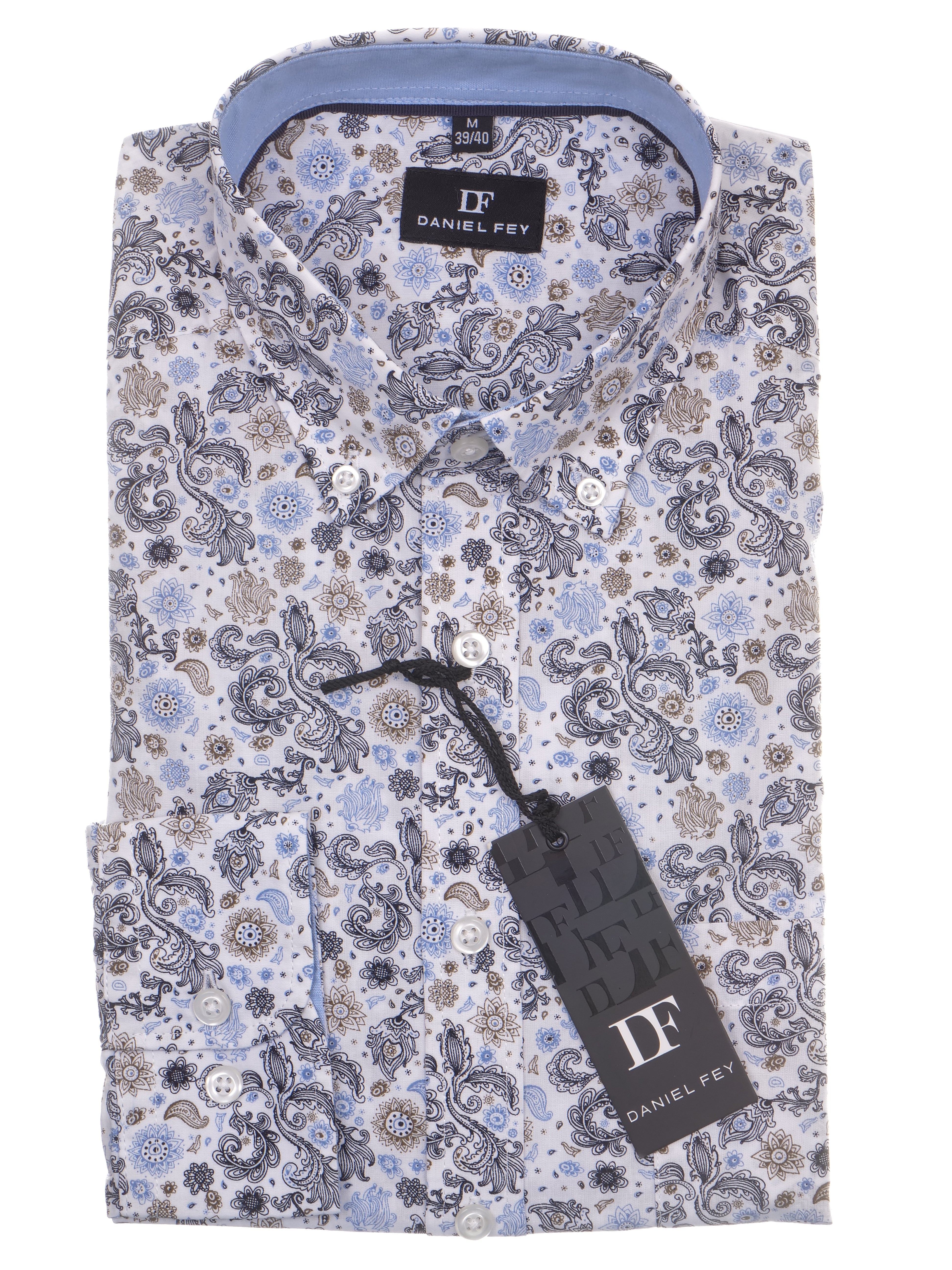 Langarmhemd modern fit aus Baumwolle mit Button-Down-Kragen und Brusttasche von Daniel Fey