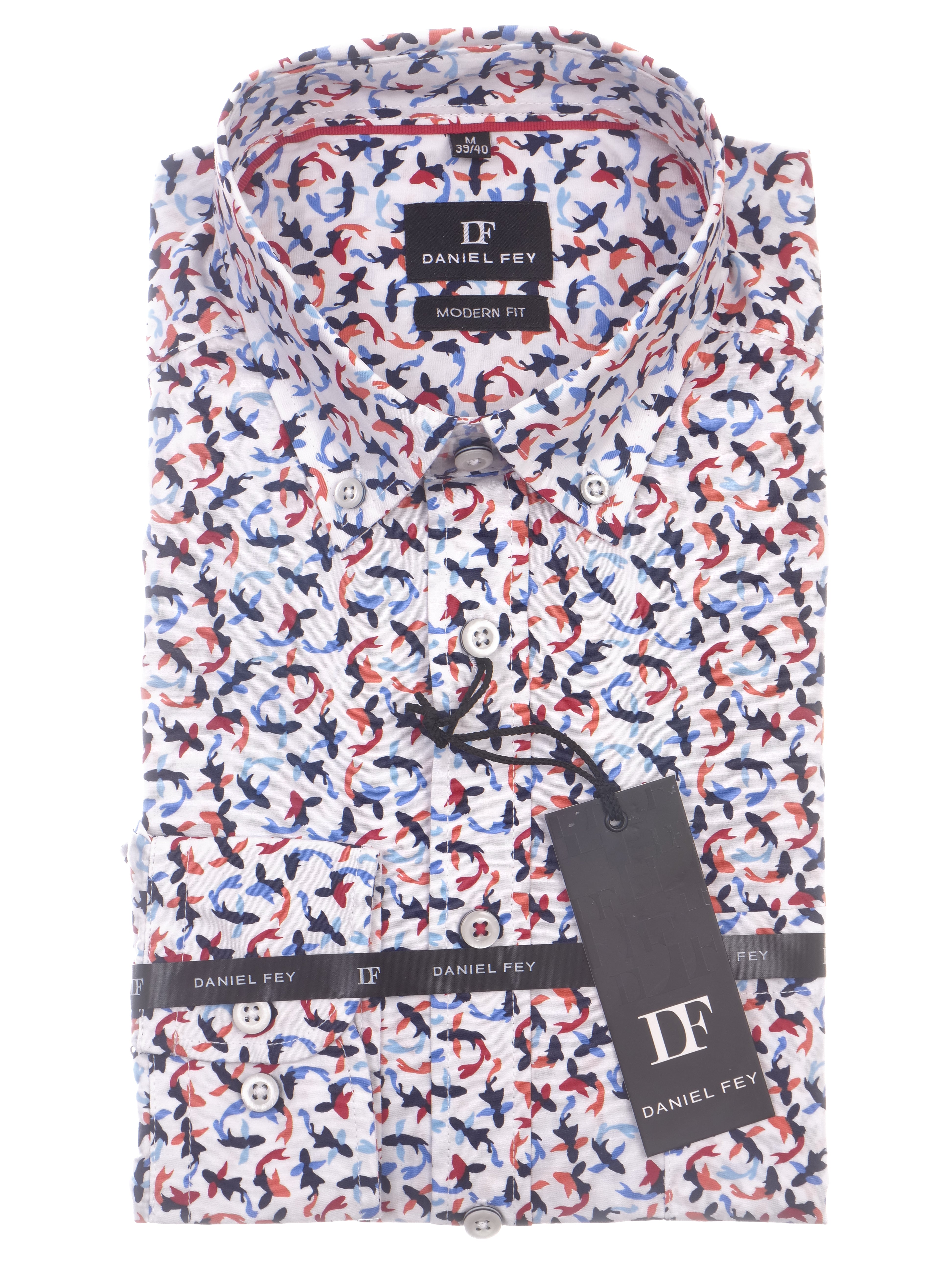 Langarmhemd modern fit aus Baumwolle mit Button-Down-Kragen und Brusttasche von Daniel Fey