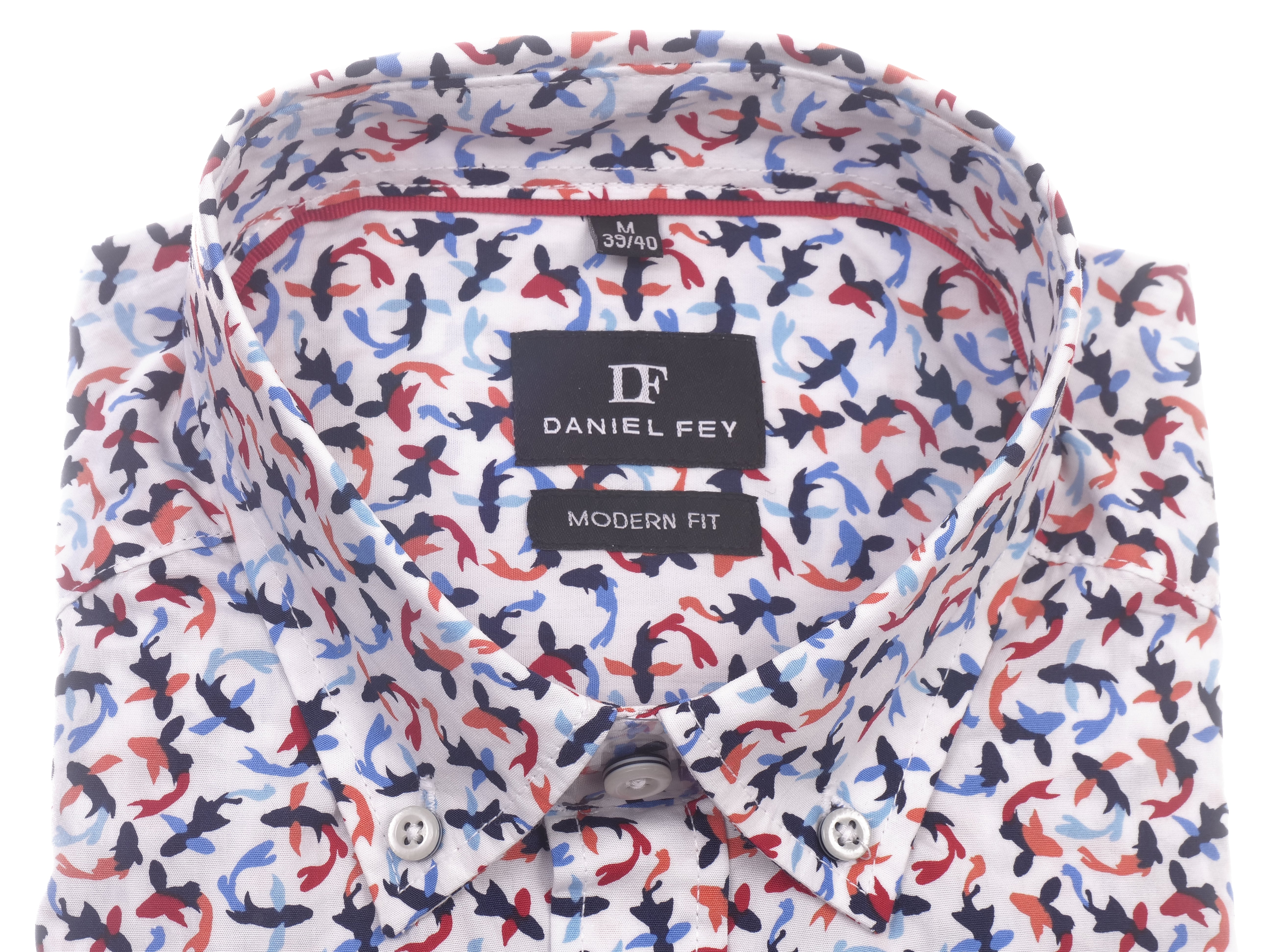 Langarmhemd modern fit aus Baumwolle mit Button-Down-Kragen und Brusttasche von Daniel Fey