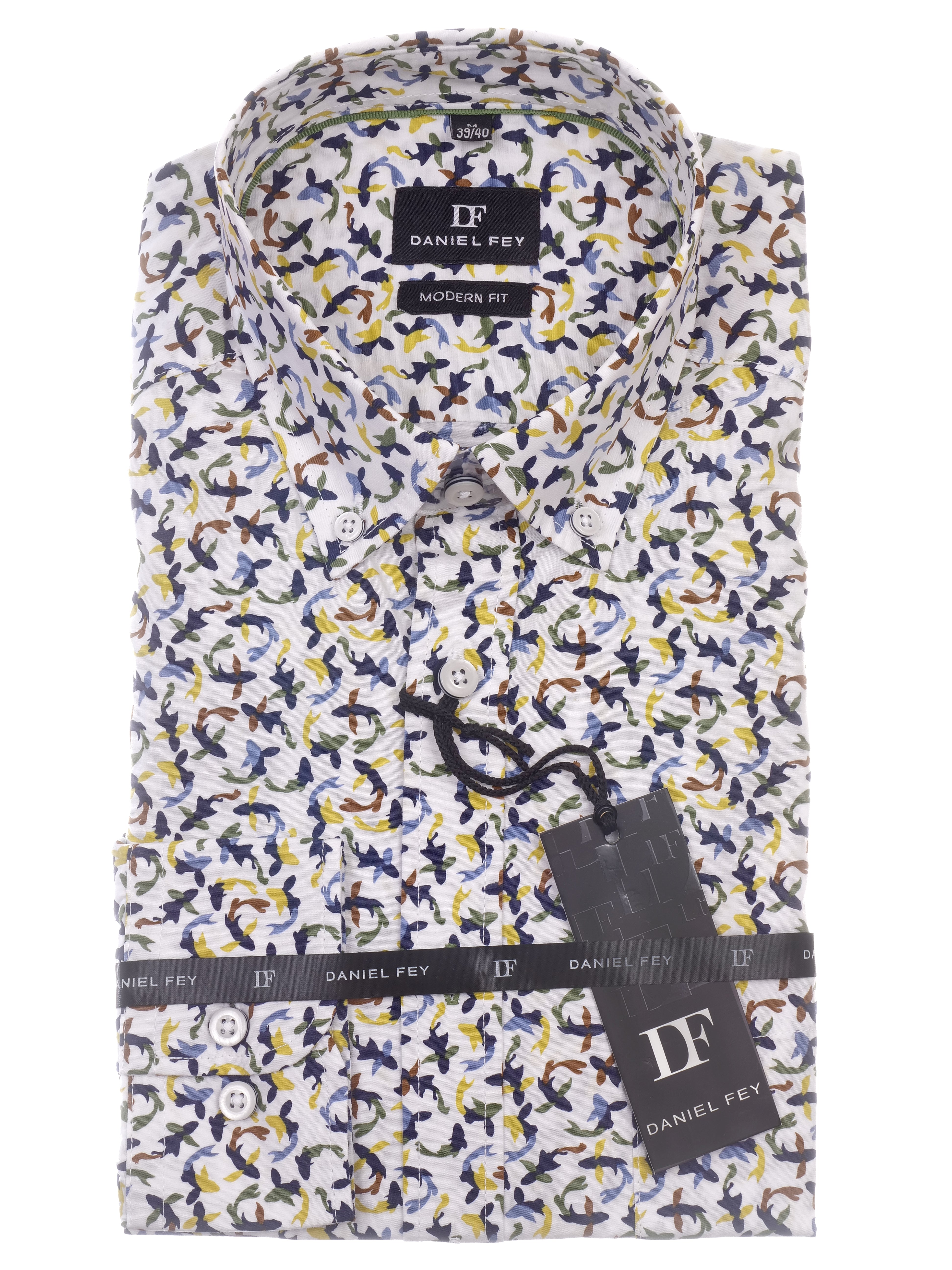 Langarm Freizeithemd aus Baumwolle mit Button-down-Kragen und Brusttasche in modern fit von Daniel Fey