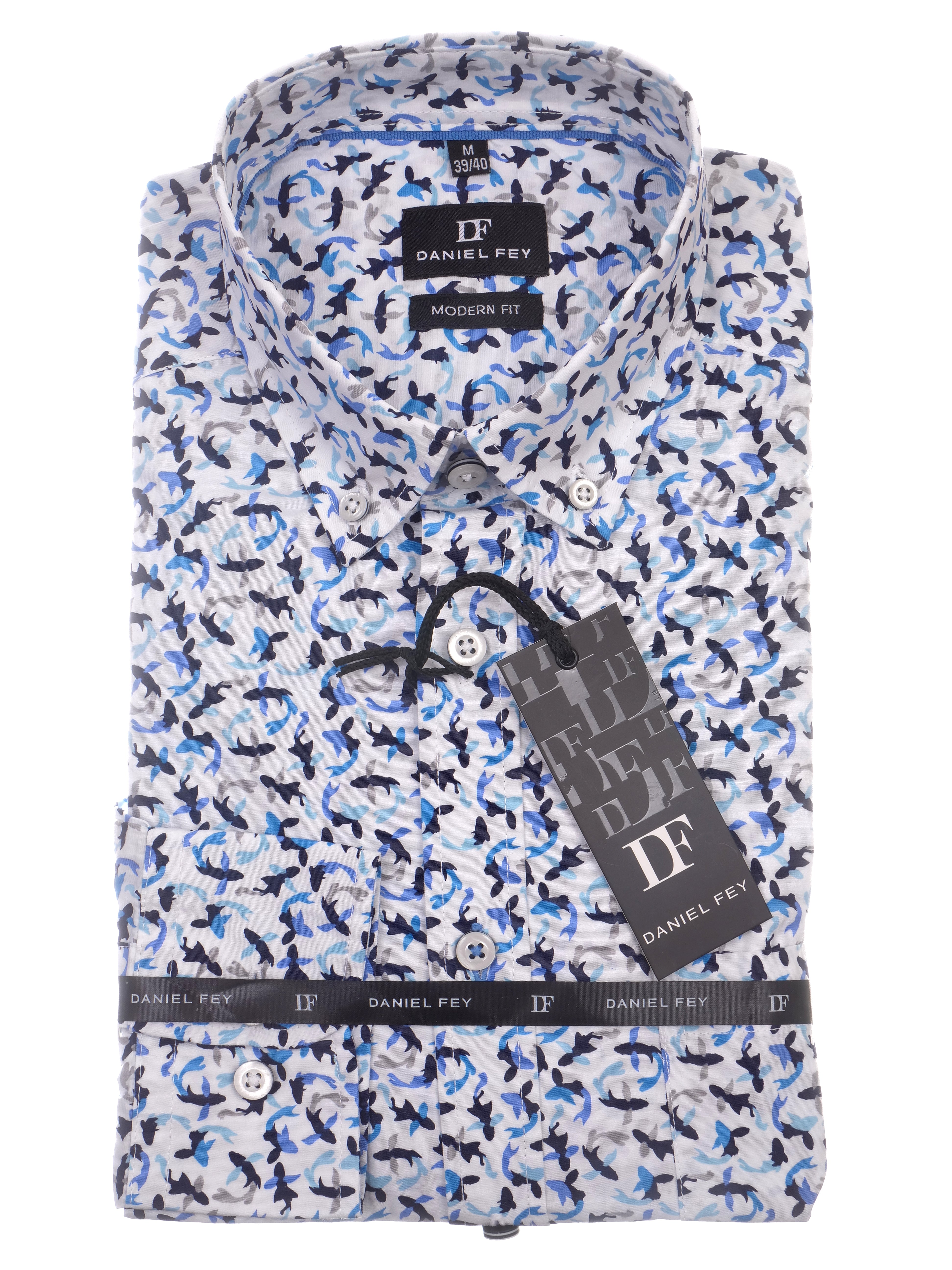 Langarmhemd modern fit aus Baumwolle mit Button-down-Kragen und Brusttasche von Daniel Fey