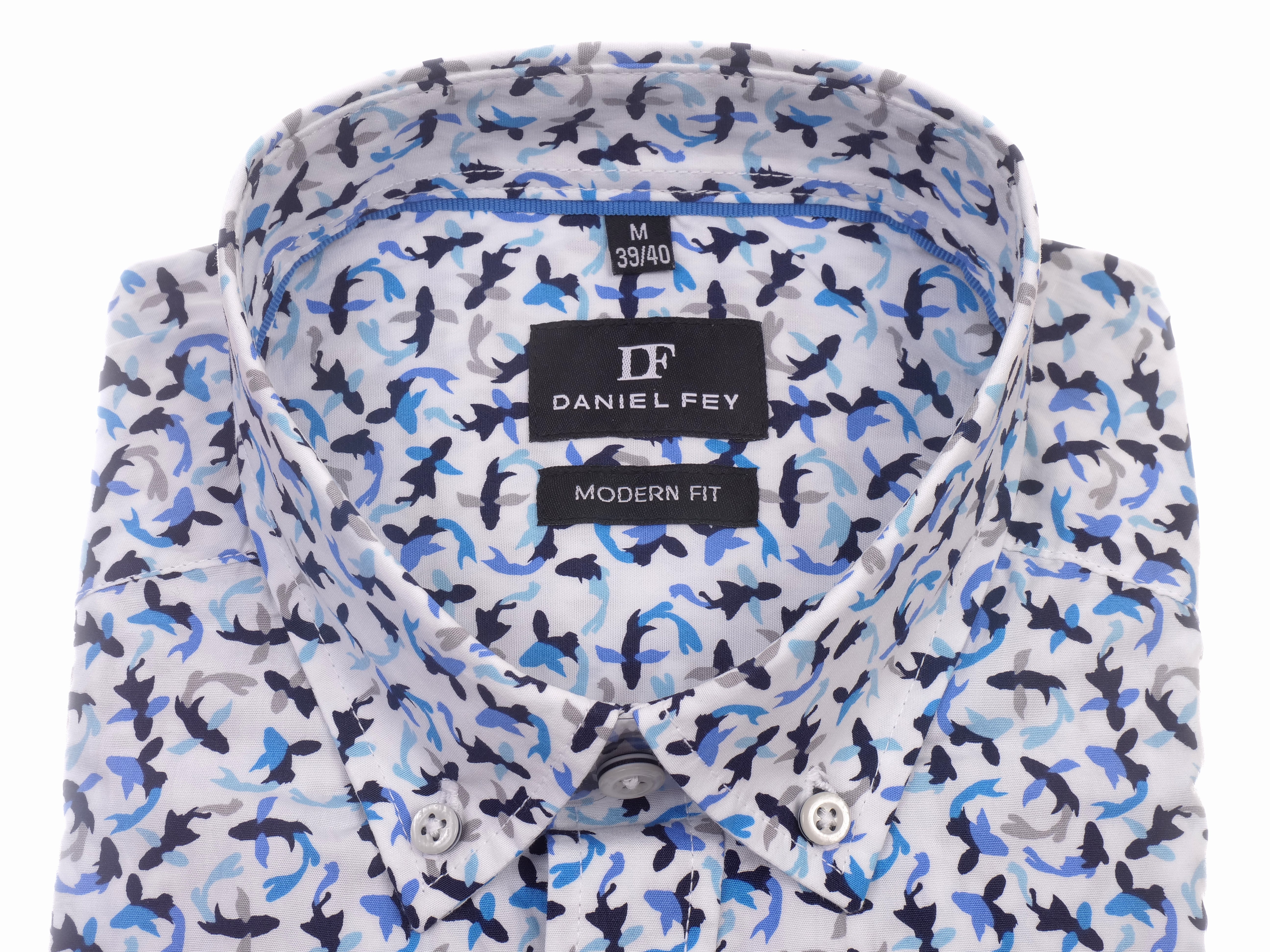 Langarmhemd modern fit aus Baumwolle mit Button-down-Kragen und Brusttasche von Daniel Fey