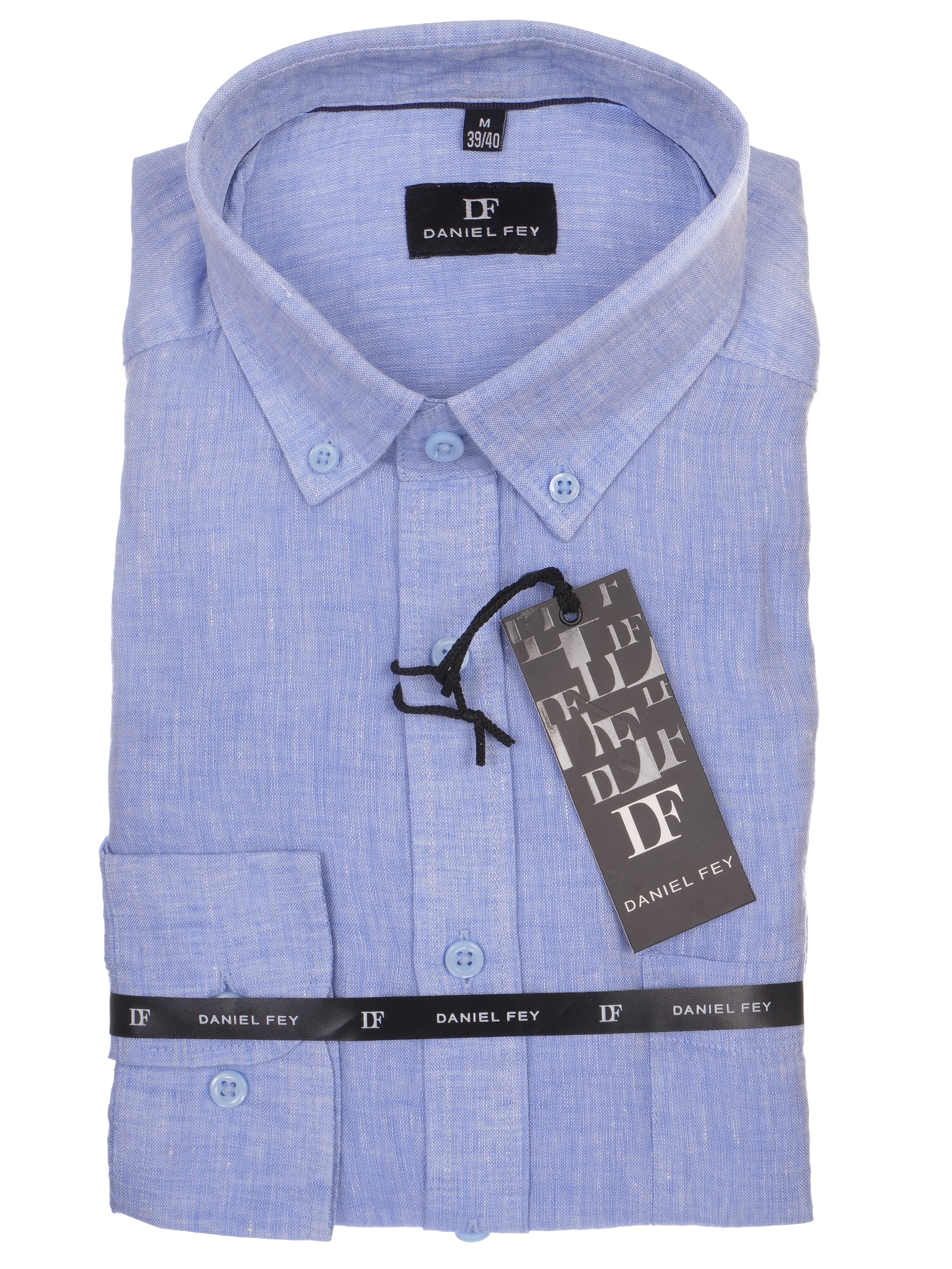 Langarmhemd modern fit aus Leinen mit Button-down Kragen und Brusttasche von Daniel Fey