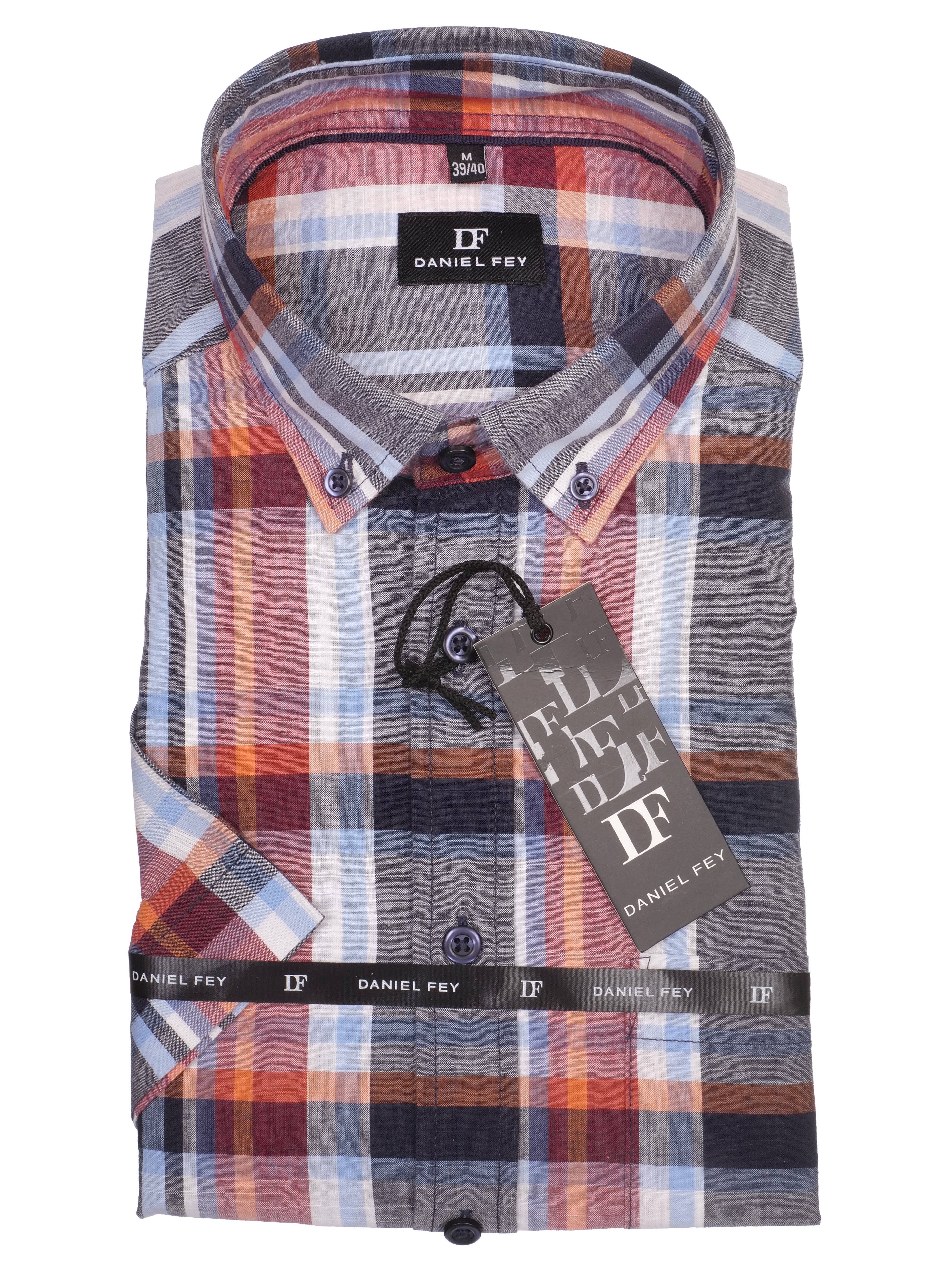 Kurzarmhemd modern fit aus Baumwolle mit Button-down-Kragen und Brusttasche von Daniel Fey