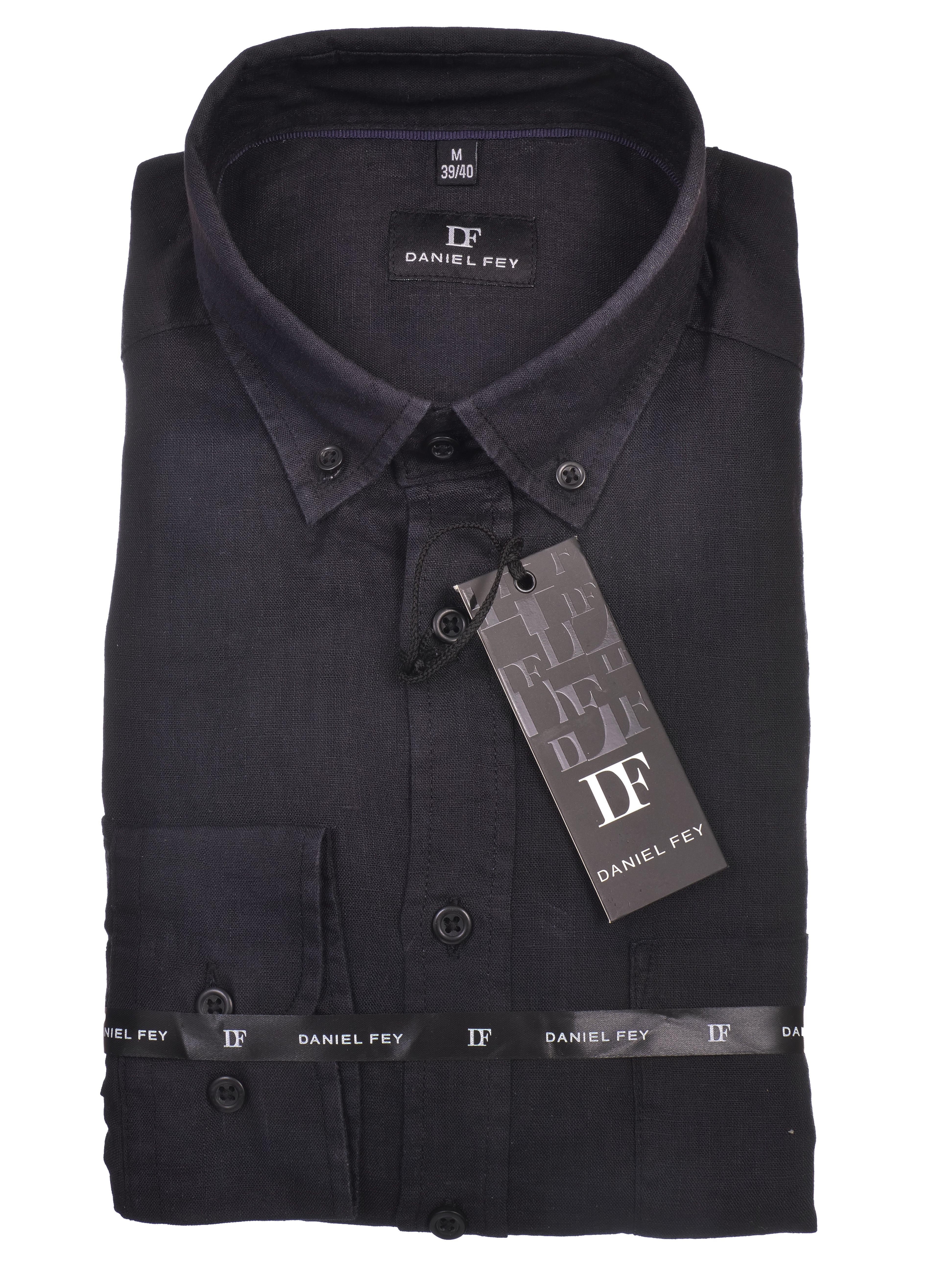 Langarmhemd modern fit aus Leinen mit Button-down Kragen und Brusttasche von Daniel Fey