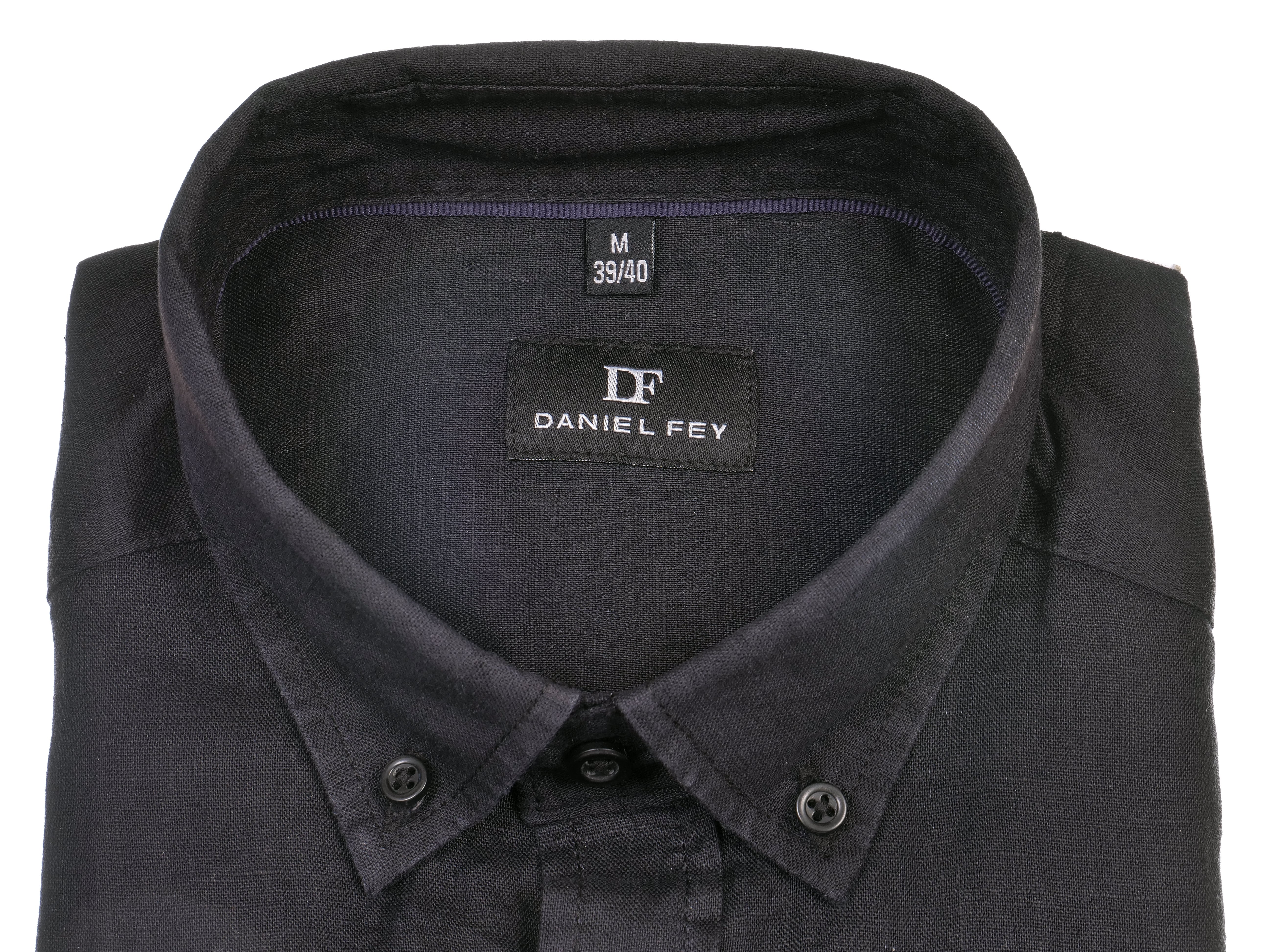 Langarmhemd modern fit aus Leinen mit Button-down Kragen und Brusttasche von Daniel Fey