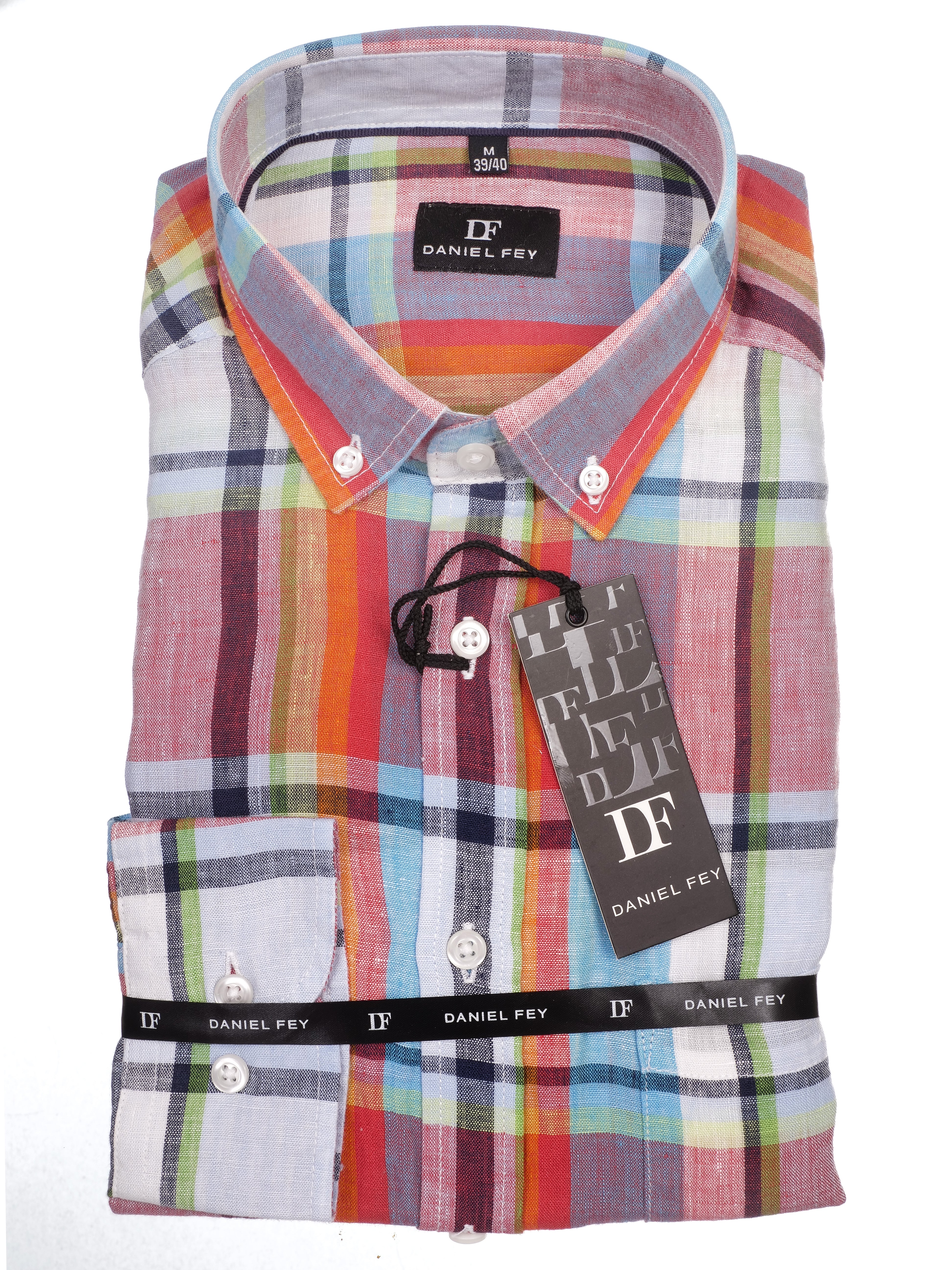 Langarmhemd modern fit aus Leinen mit Button-Down-Kragen und Brusttasche von Daniel Fey