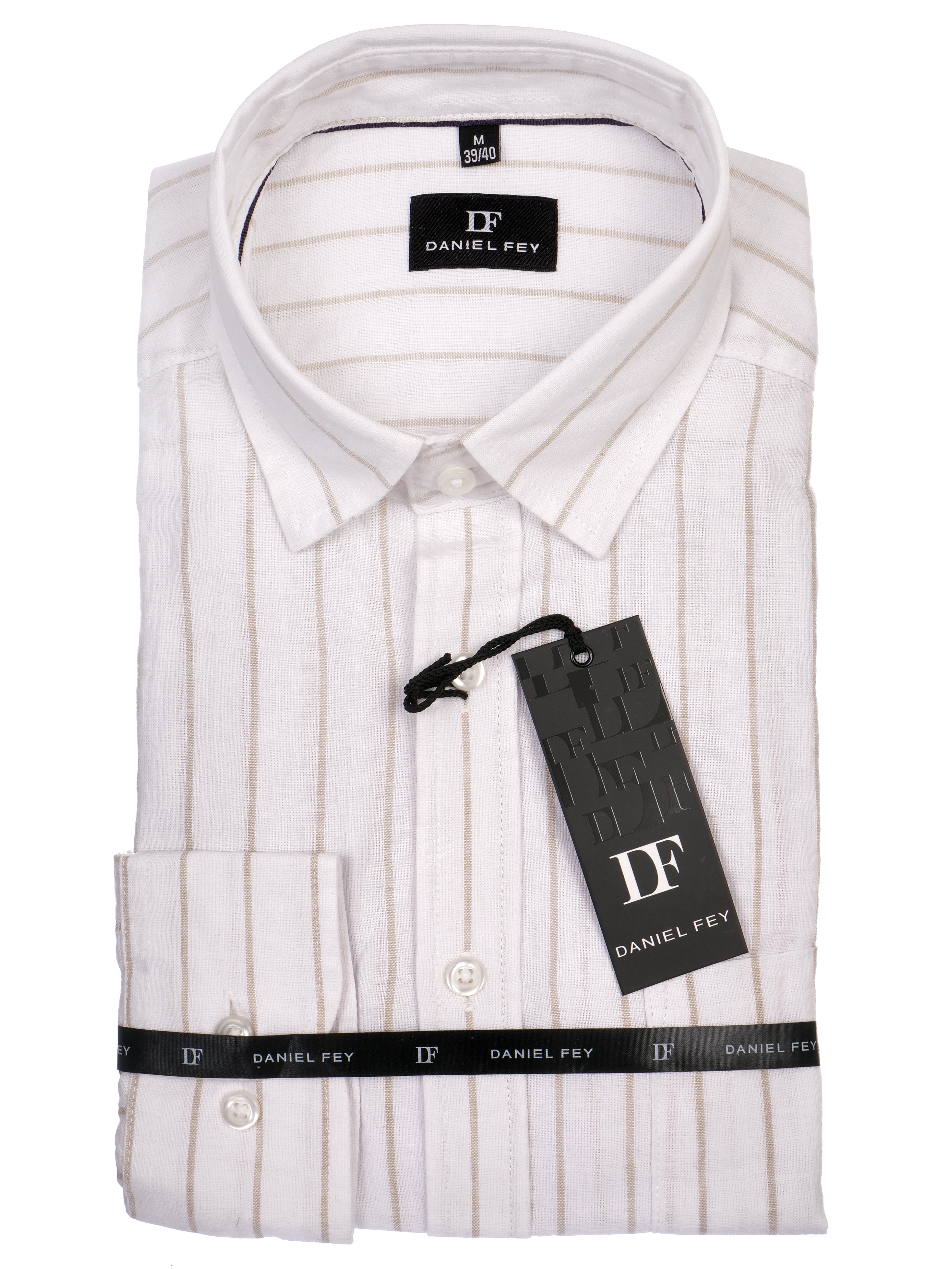 Langarmhemd modern fit aus Halbleinen mit Kent-Kragen und Brusttasche von Daniel Fey