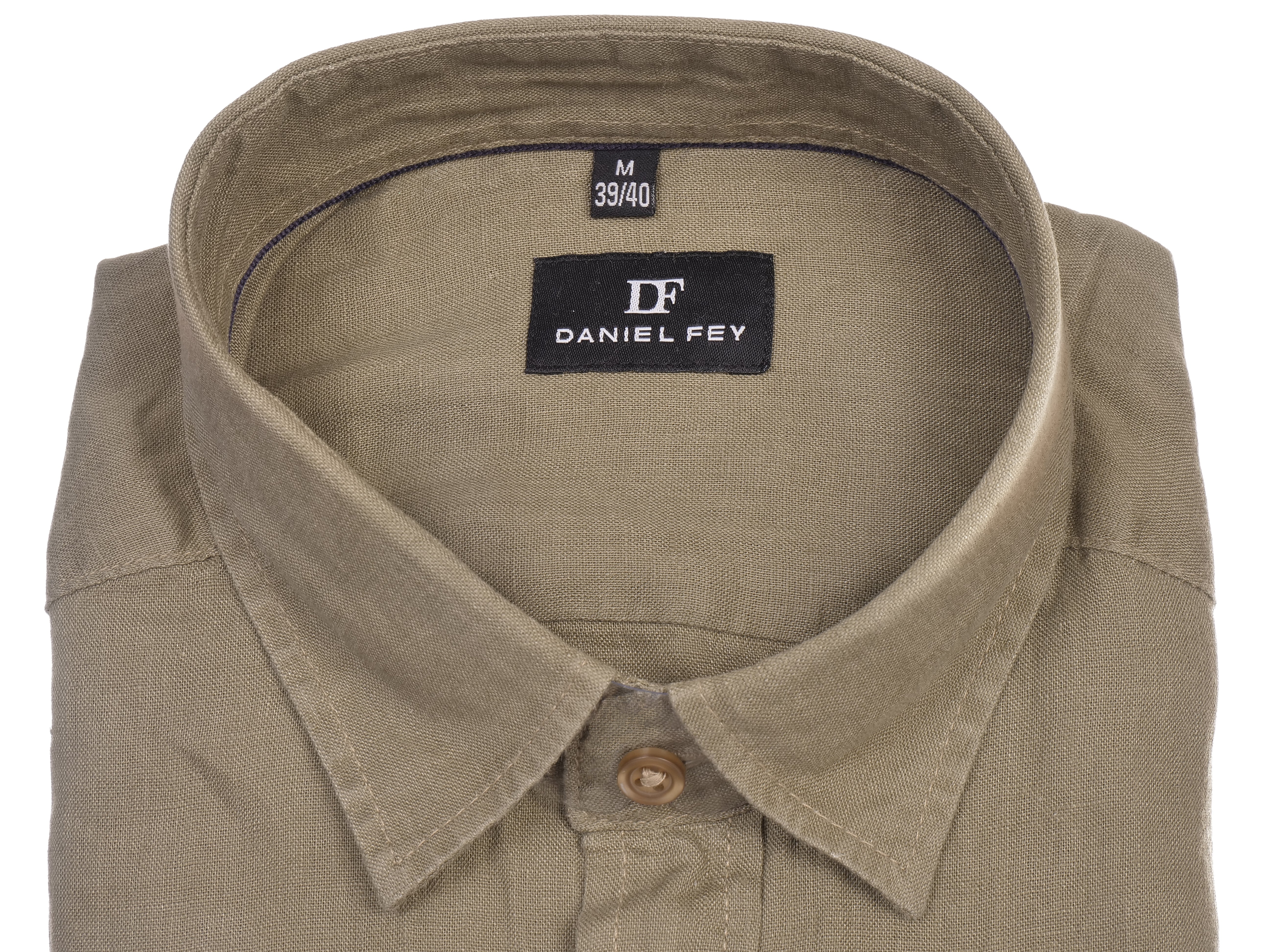 Langarmhemd modern fit aus Leinen mit Kent-Kragen und Brusttasche von Daniel Fey
