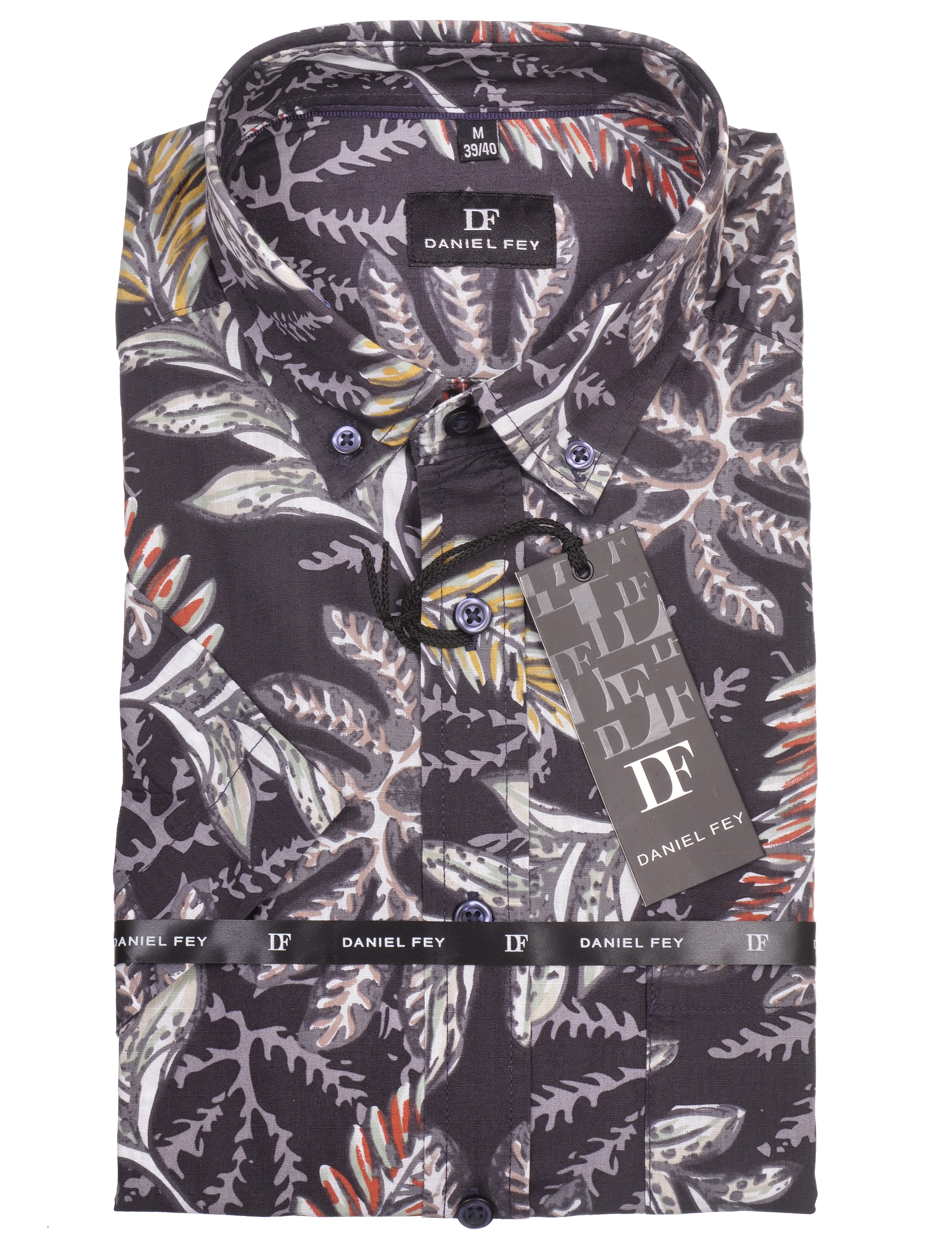 Button-down-Kragen Halbarm-Hemd von Daniel Fey mit Brusttasche