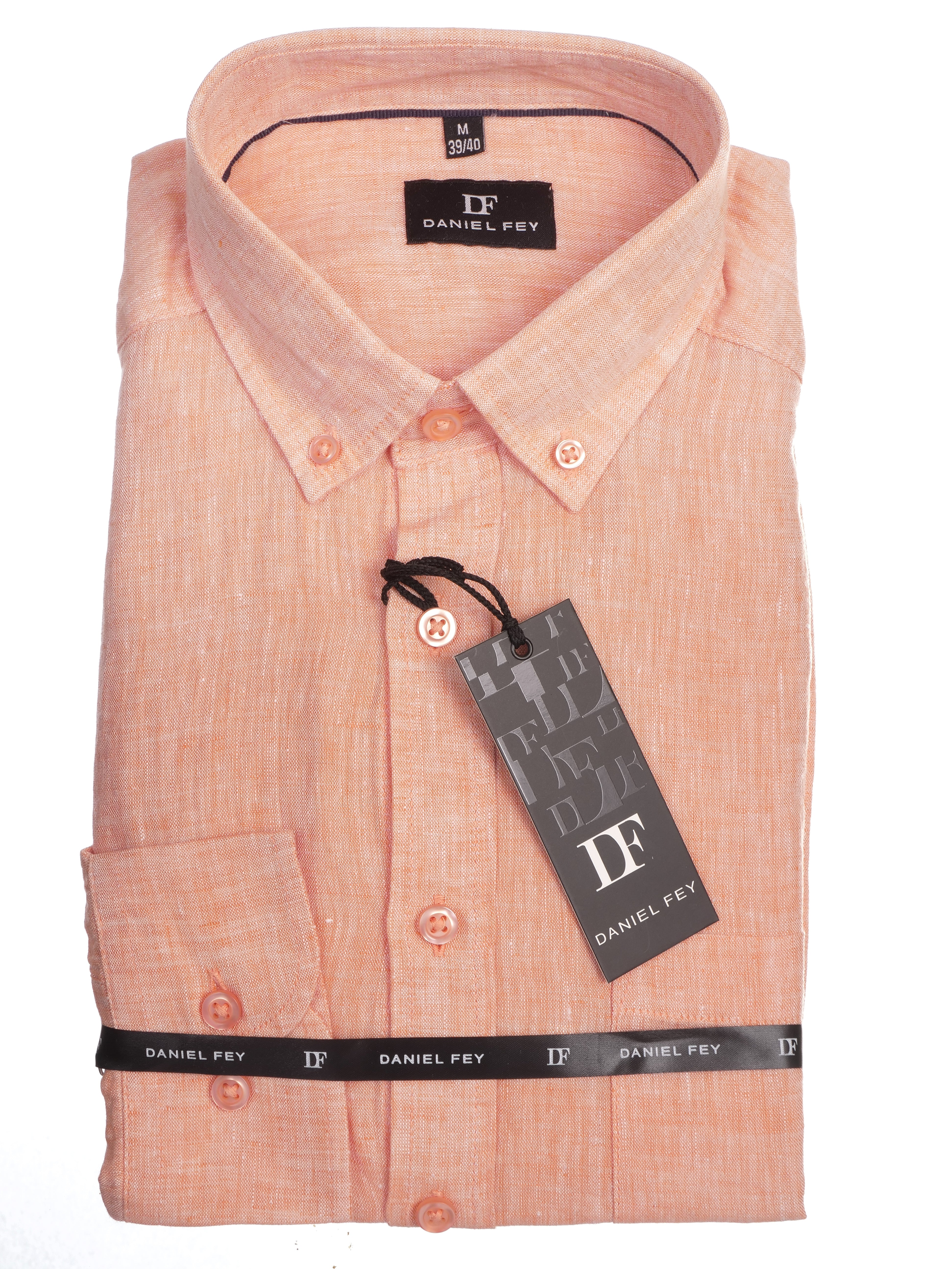 Langarmhemd modern fit aus Leinen mit Button-down Kragen und Brusttasche von Daniel Fey