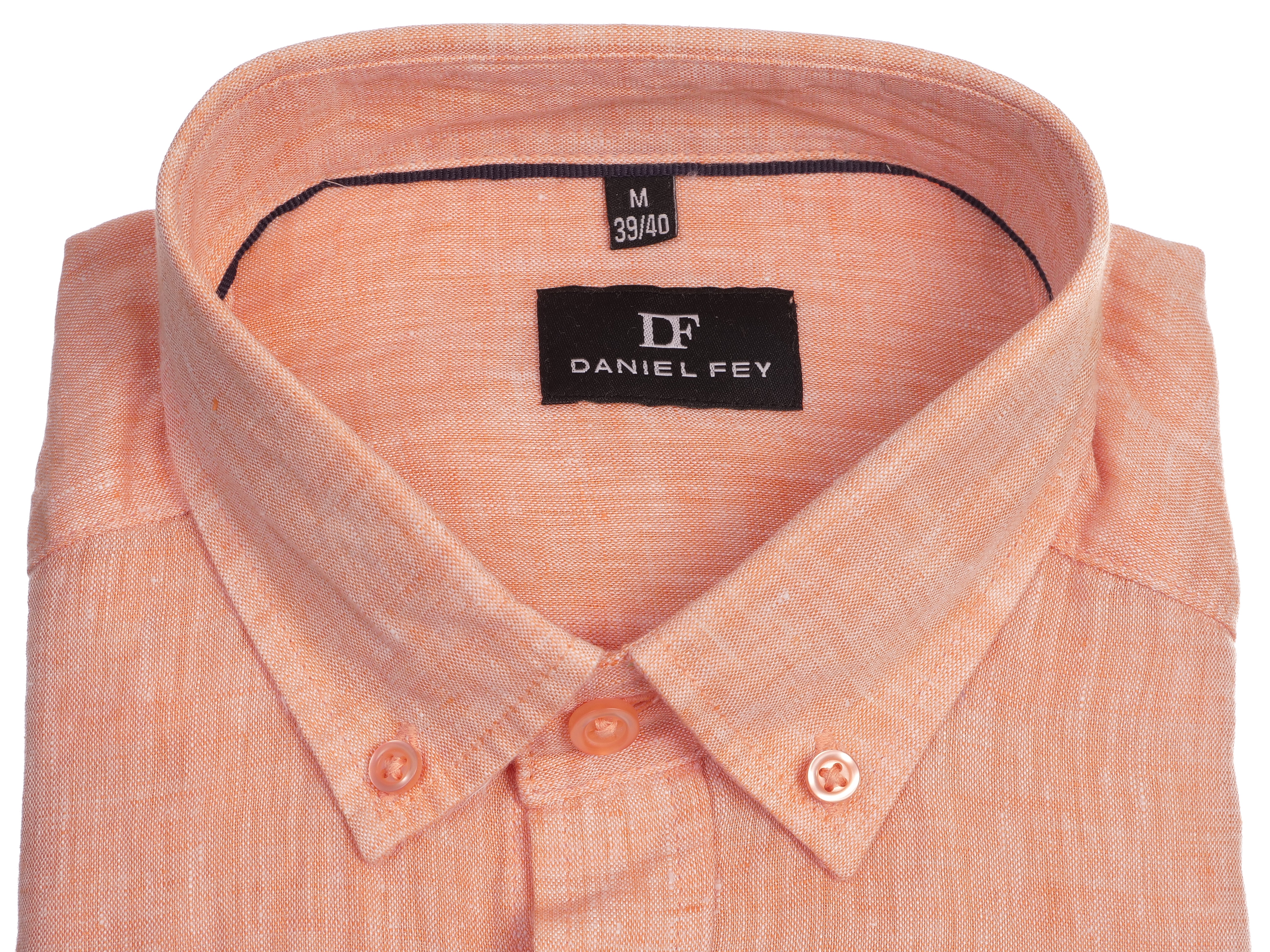 Langarmhemd modern fit aus Leinen mit Button-down Kragen und Brusttasche von Daniel Fey