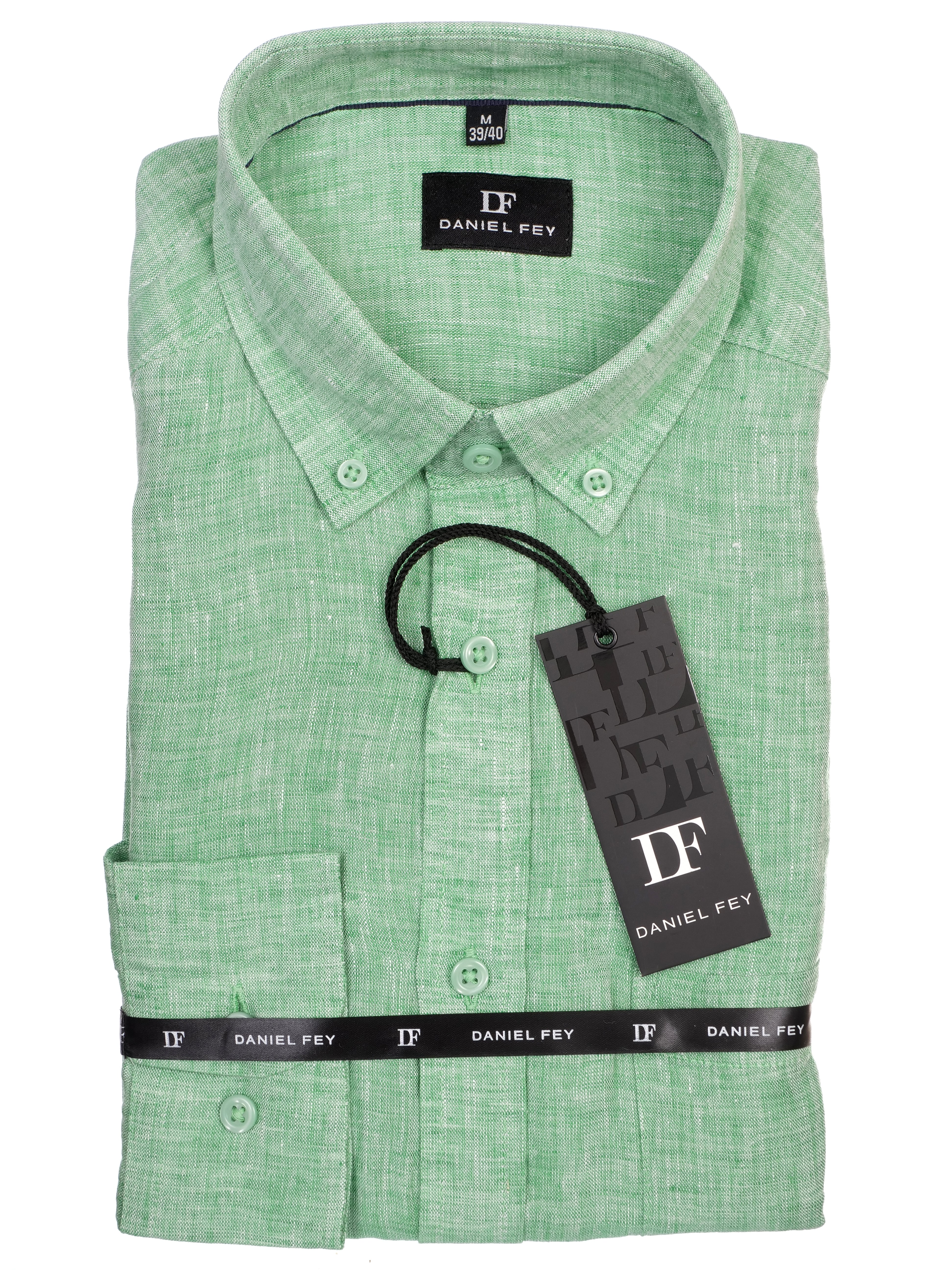 Button-down-Kragen Leinenhemd von Daniel Fey in modern fit mit Brusttasche